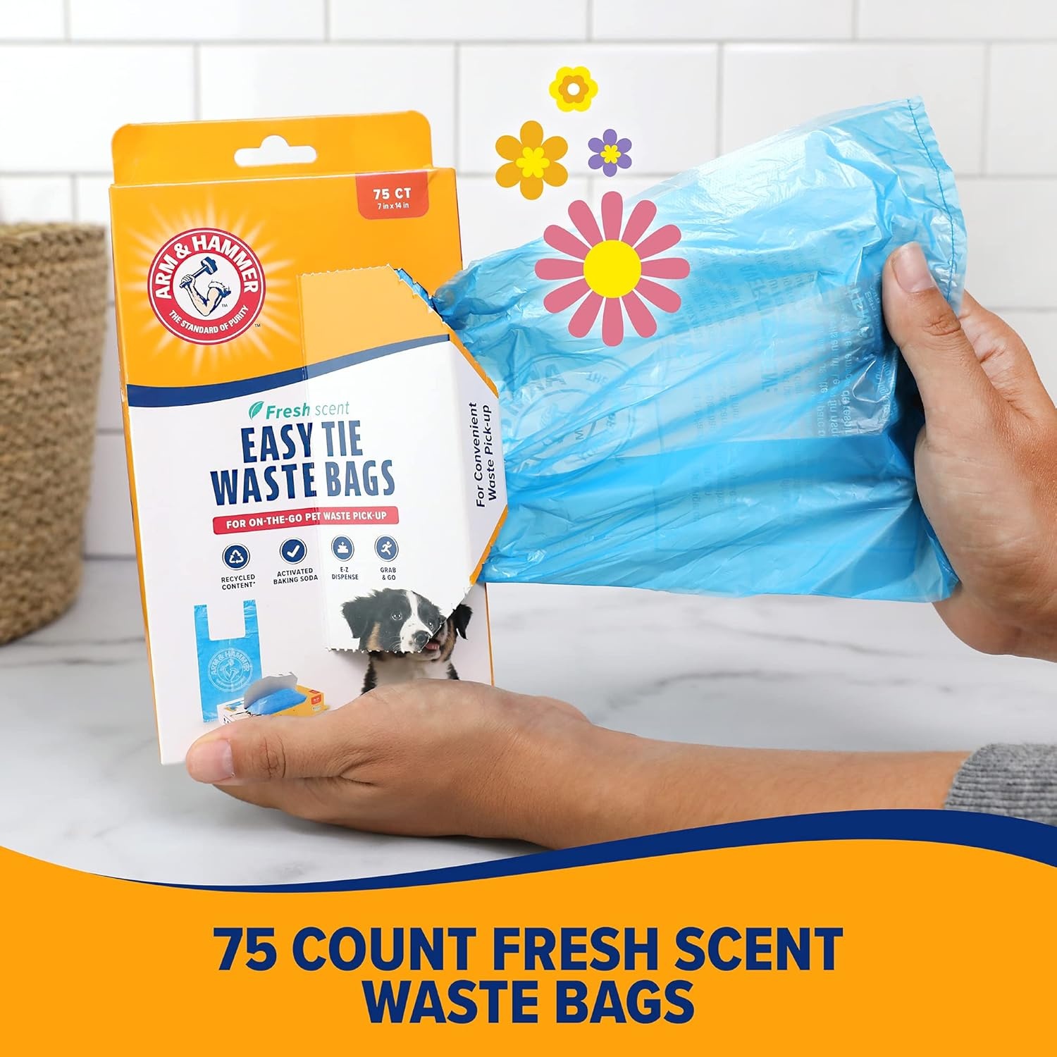 image:imageARM amp HAMMER 71041 EasyTie Waste Bags Blue 75 Count Pack of 175 Count Pack of 1