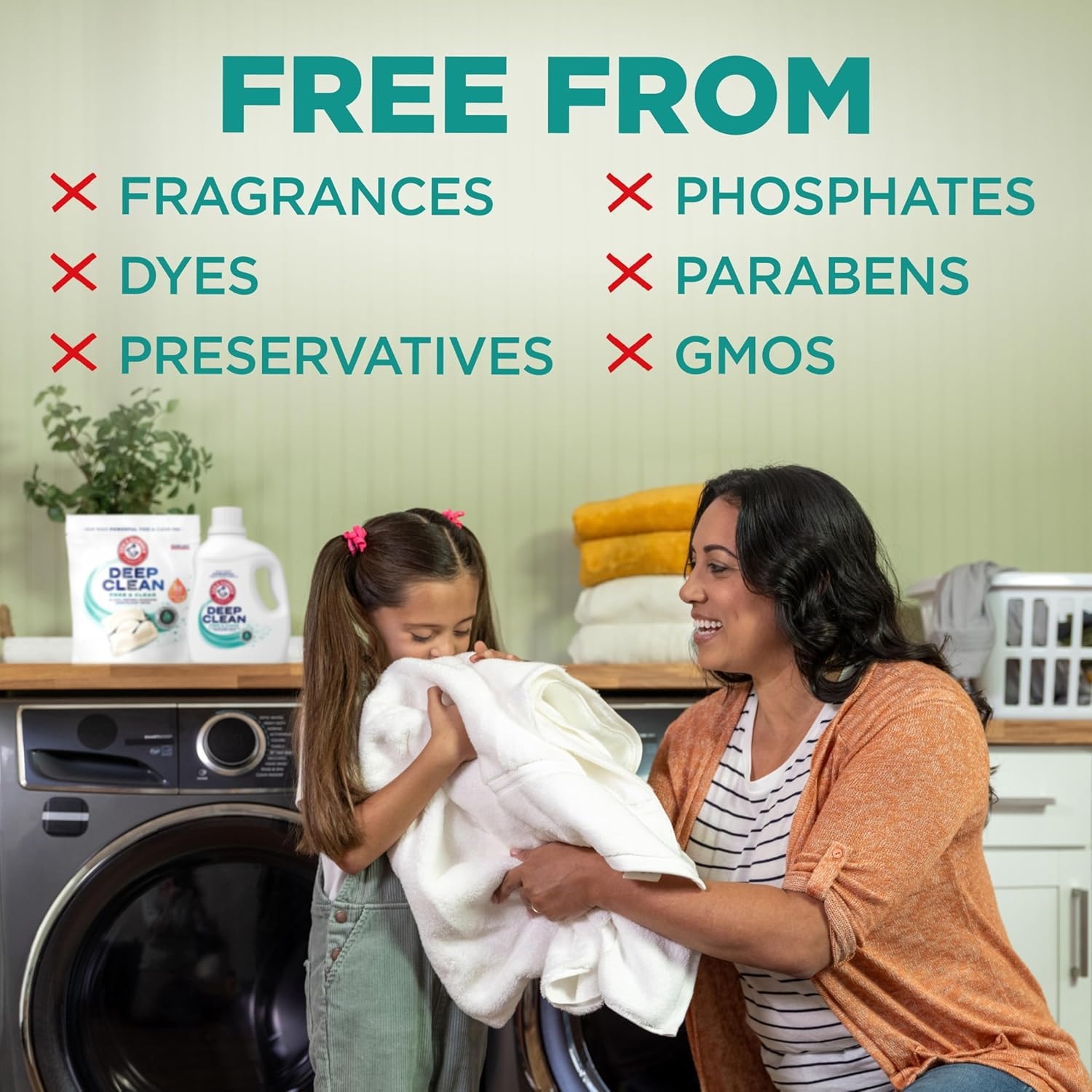 image:imageARM amp HAMMER Deep Clean Free amp Clear Laundry Detergent Power Paks Free of Dyes and Perfumes Dermatologist Tested 32 Count32 Count Pack of 1