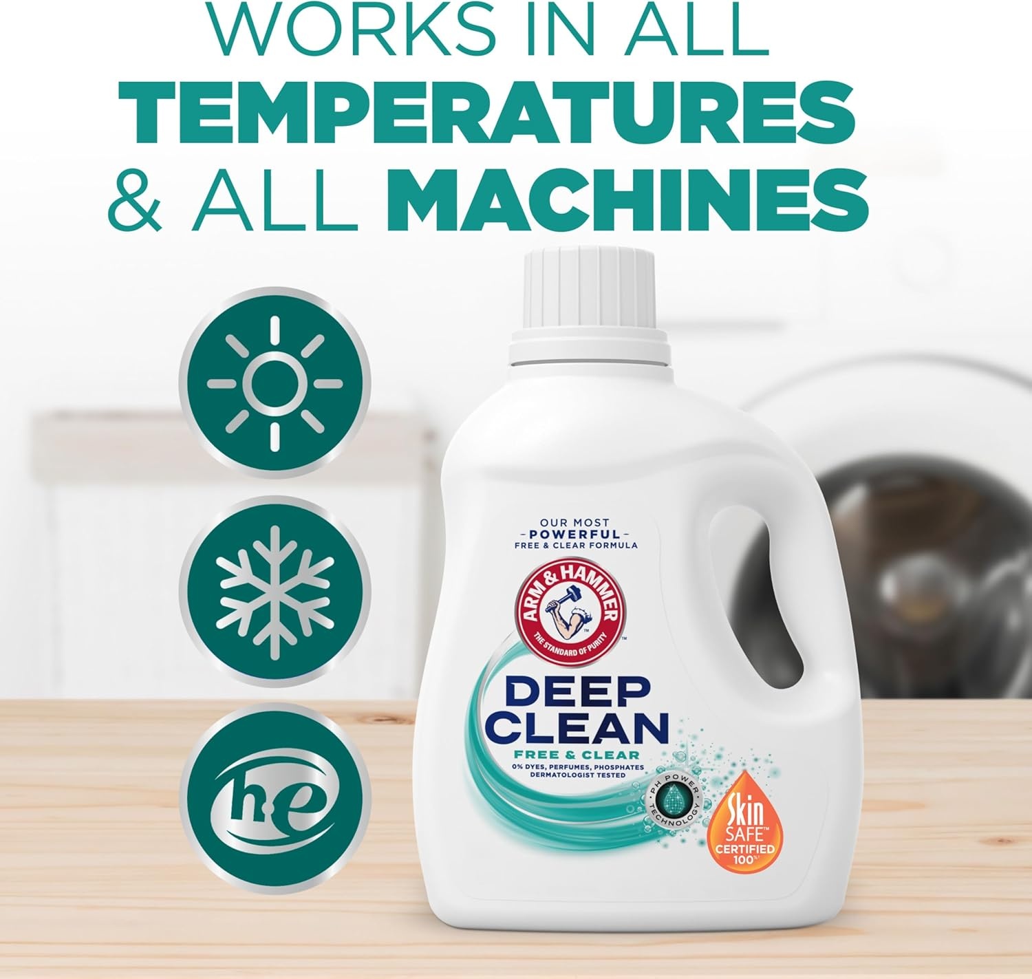 image:imageARM amp HAMMER Deep Clean Free amp Clear Liquid Laundry Detergent Free of Dyes and Perfumes Dermatologist Tested 75 Fl Oz 50 Loads75 Fl Oz Pack of 1