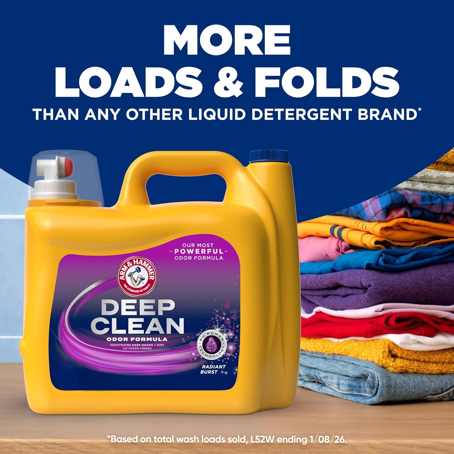 image:imageARM amp HAMMER Deep Clean Odor Formula Liquid Laundry Detergent 102 fl oz 68 LoadsRadiant Burst