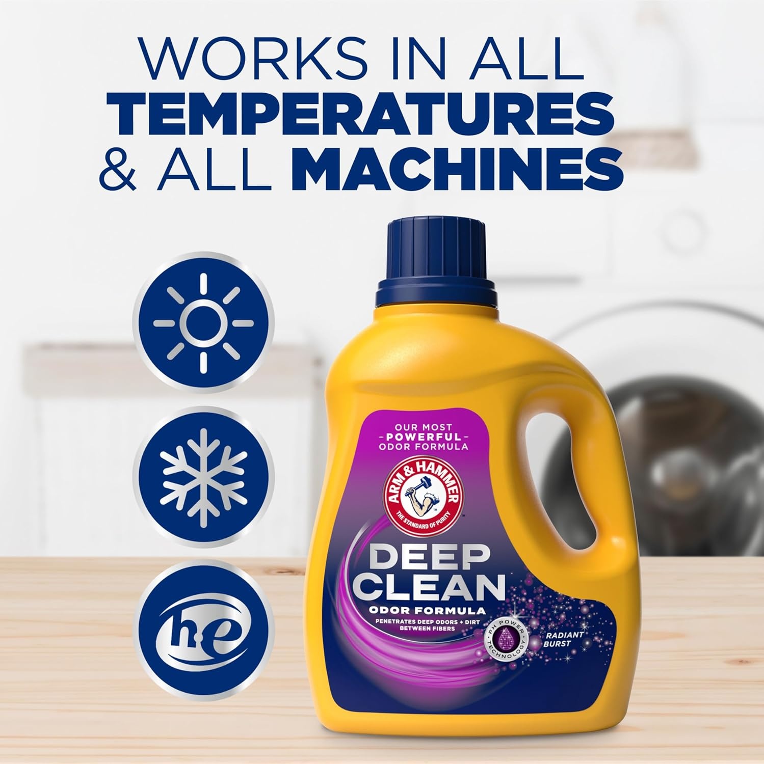 image:imageARM amp HAMMER Deep Clean Odor Formula Liquid Laundry Detergent 102 fl oz 68 LoadsRadiant Burst