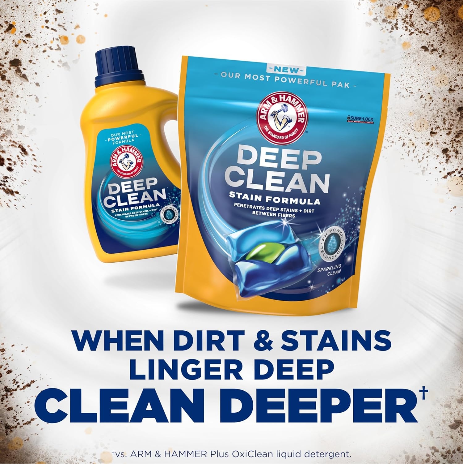 image:imageARM amp HAMMER Deep Clean Stain Formula Laundry Detergent Power Paks Sparkling Clean Scent 32 Count 32 LoadsSparkling Clean
