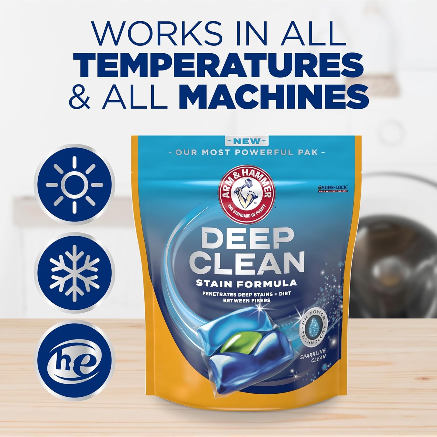 image:imageARM amp HAMMER Deep Clean Stain Formula Laundry Detergent Power Paks Sparkling Clean Scent 32 Count 32 LoadsSparkling Clean