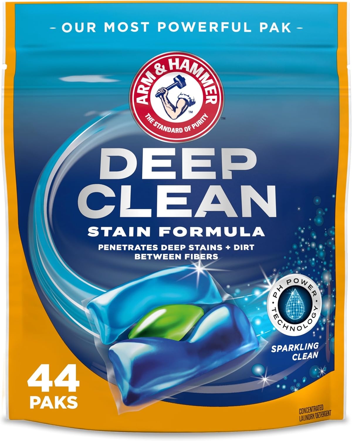 image:imageARM amp HAMMER Deep Clean Stain Formula Laundry Detergent Power Paks Sparkling Clean Scent 32 Count 32 LoadsSparkling Clean