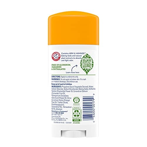 image:imageARM amp HAMMER Essentials Deodorant Orange Citrus Solid Oval Made with Natural Deodorizers Free From Aluminum Parabens amp Phthalates 25 oz Pack of 3Orange