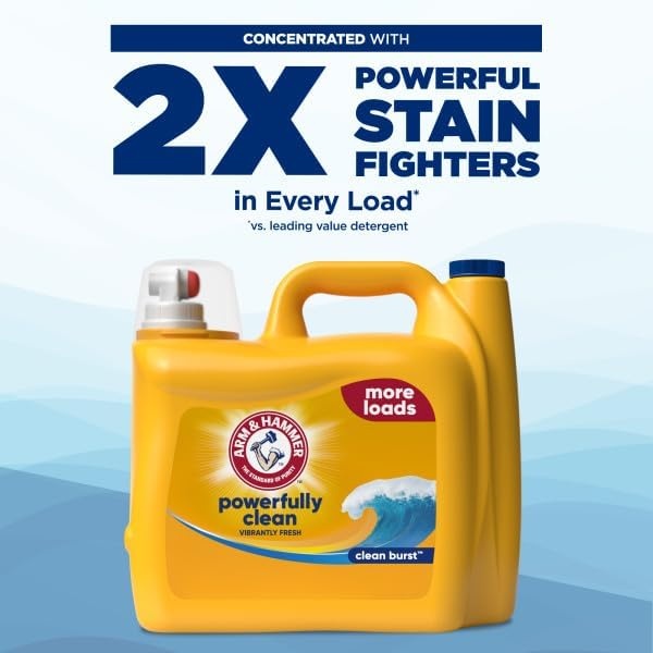image:imageARM amp HAMMER Liquid Laundry Detergent Clean Burst Fresh 200 fl oz 200 Loads HE Laundry Detergent LiquidClean Burst