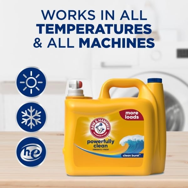 image:imageARM amp HAMMER Liquid Laundry Detergent Clean Burst Fresh 200 fl oz 200 Loads HE Laundry Detergent LiquidClean Burst