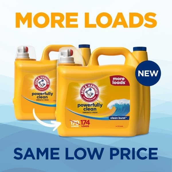 image:imageARM amp HAMMER Liquid Laundry Detergent Clean Burst Fresh 200 fl oz 200 Loads HE Laundry Detergent LiquidClean Burst Fresh
