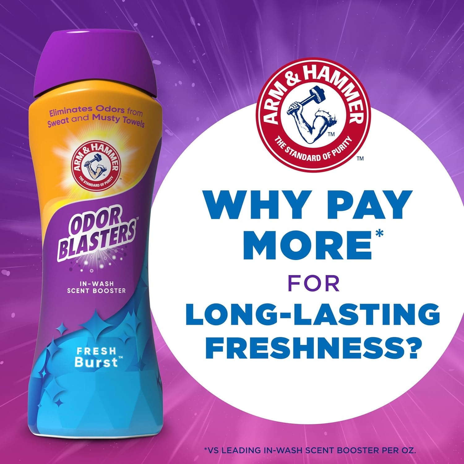 image:imageARM amp HAMMER Odor Blasters InWash Scent Booster Laundry Scent Booster Fresh Burst Scent 45 Oz24 Ounce Pack of 1