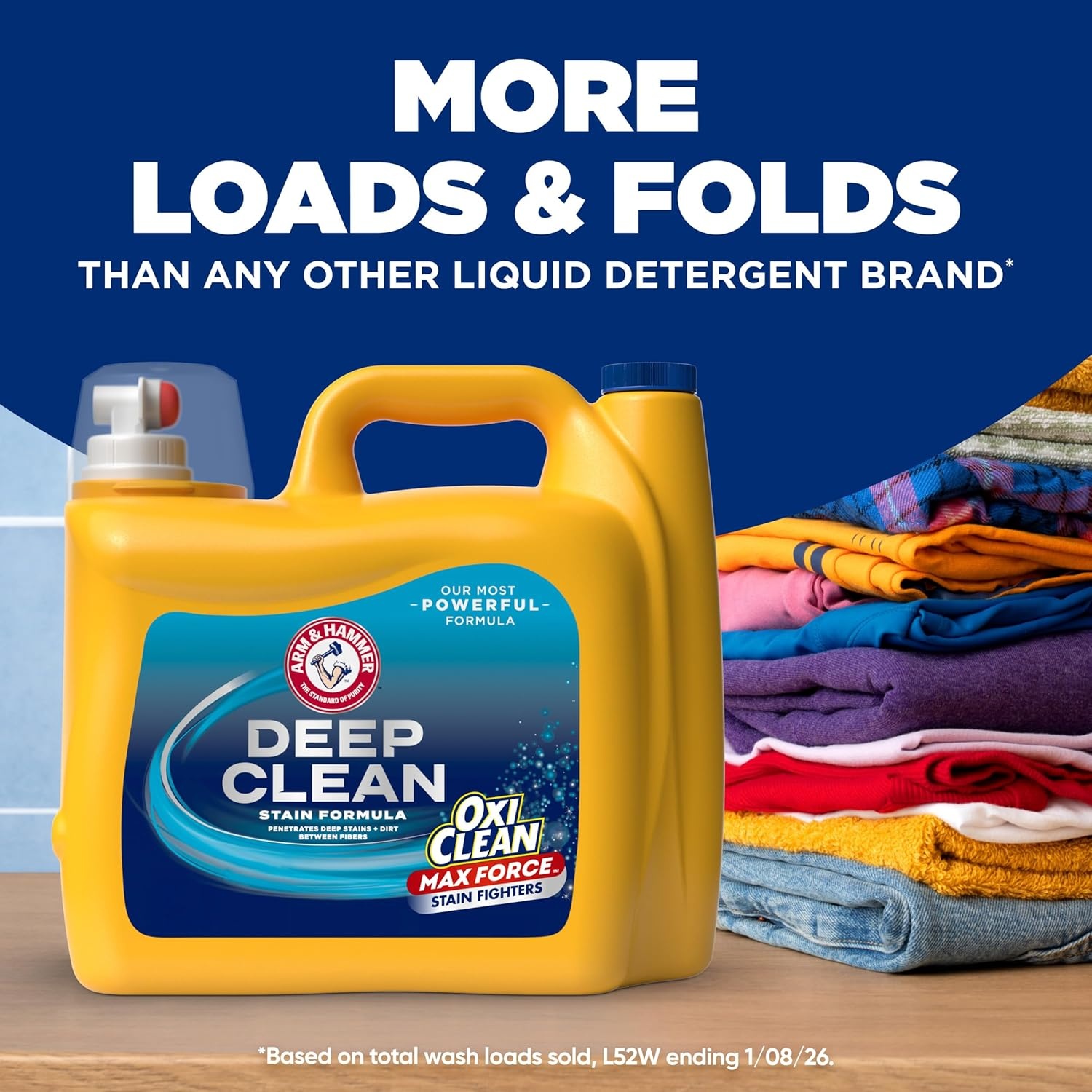 image:imageARM amp HAMMER Plus OxiClean Max Force Deep Clean Stain Formula Liquid Laundry Detergent Sparkling Clean Scent 75 Fl Oz 50 LoadsSparkling Clean