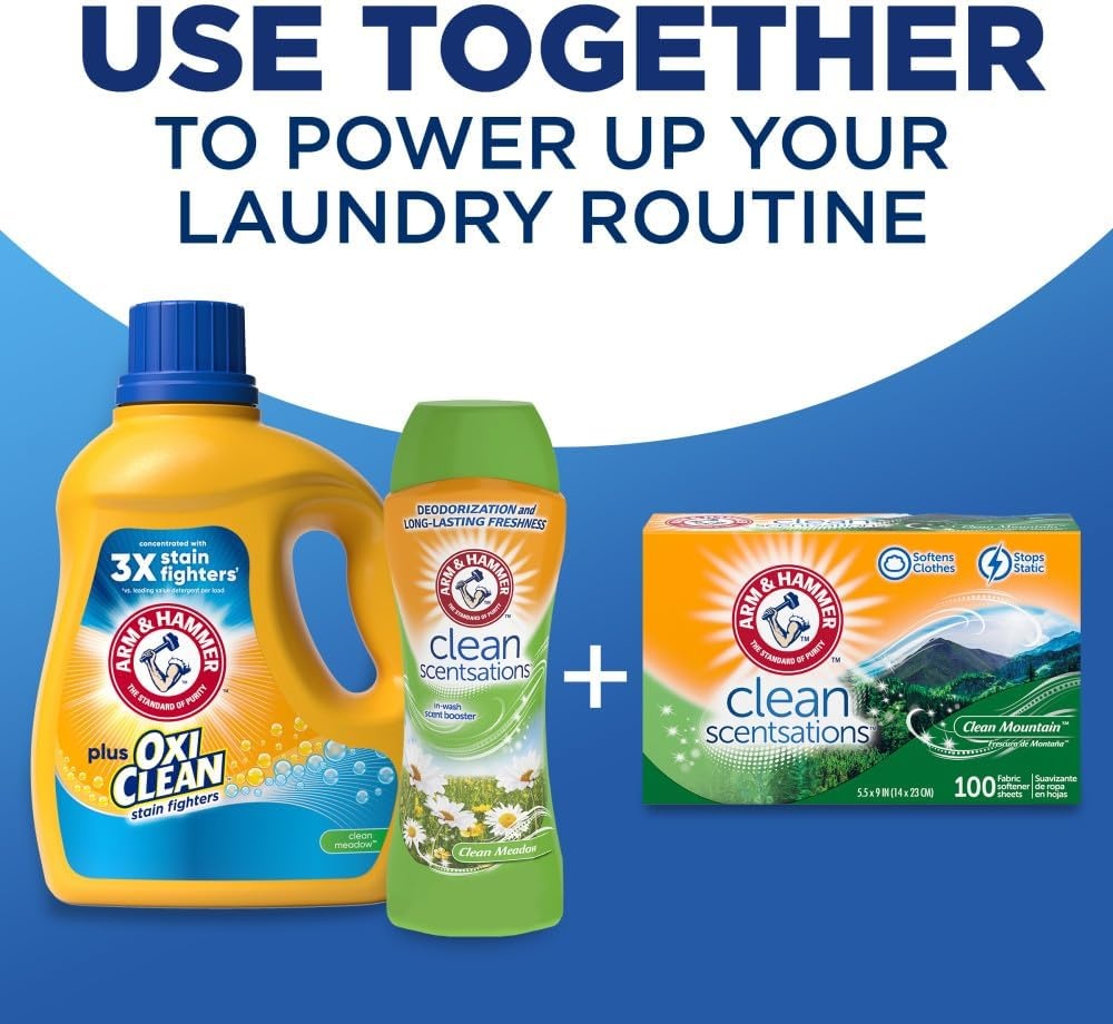 image:imageARM amp HAMMER Plus OxiClean Ultra Stain Fighters Liquid Laundry Detergent Stain Remover for Clothes Fresh Scent 74 Loads 962 Fl OzClean Meadow