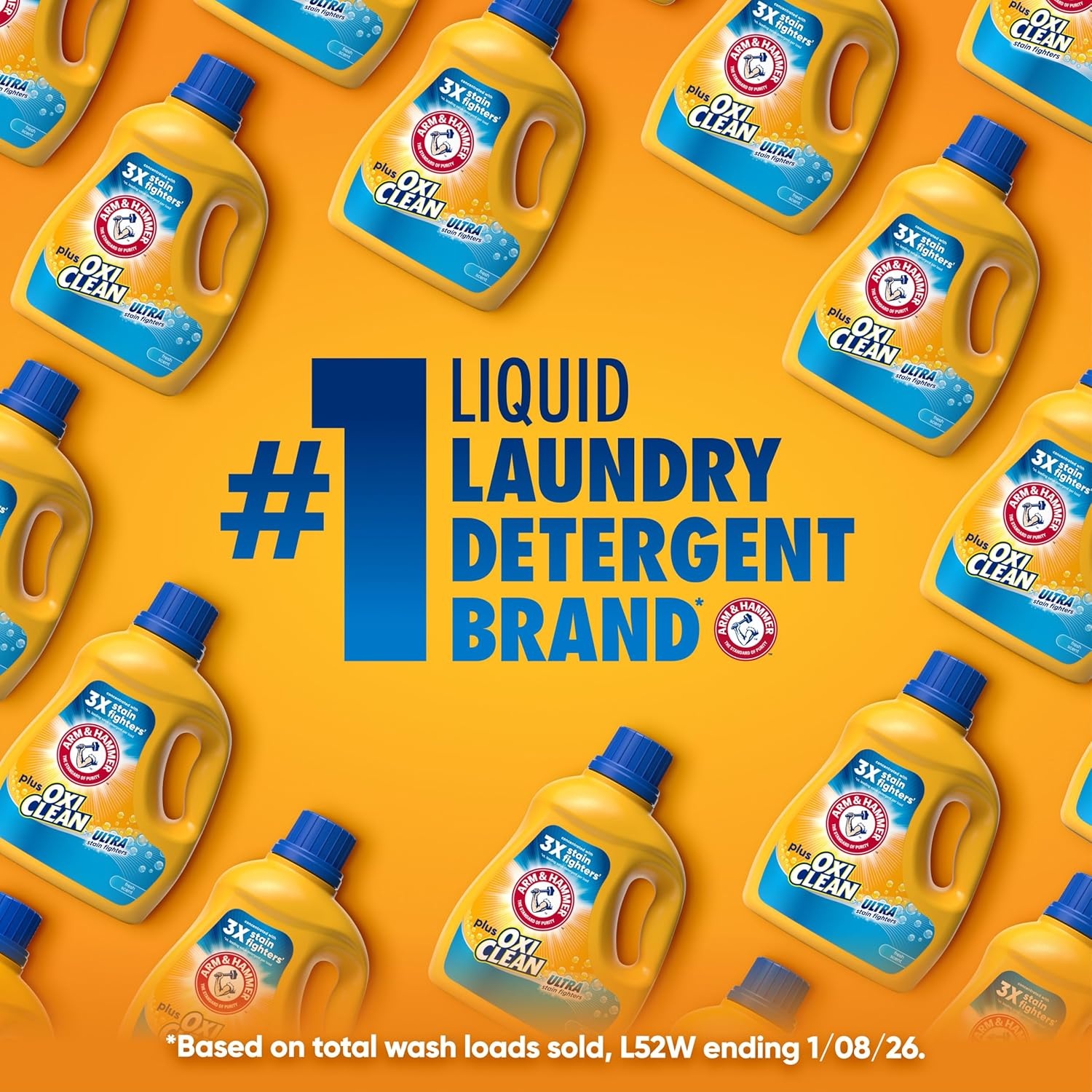 image:imageARM amp HAMMER Plus OxiClean Ultra Stain Fighters Liquid Laundry Detergent Stain Remover for Clothes Fresh Scent 74 Loads 962 Fl OzFresh Scent