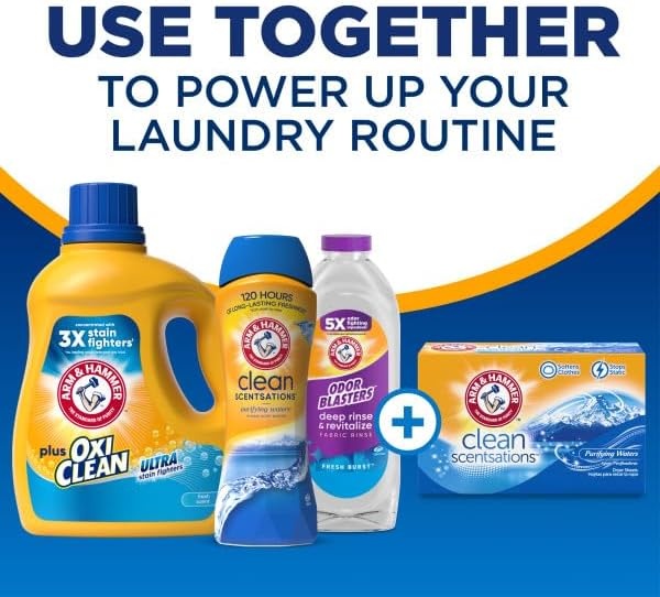image:imageARM amp HAMMER Plus OxiClean Ultra Stain Fighters Liquid Laundry Detergent Stain Remover for Clothes Fresh Scent 74 Loads 962 Fl OzFresh Scent
