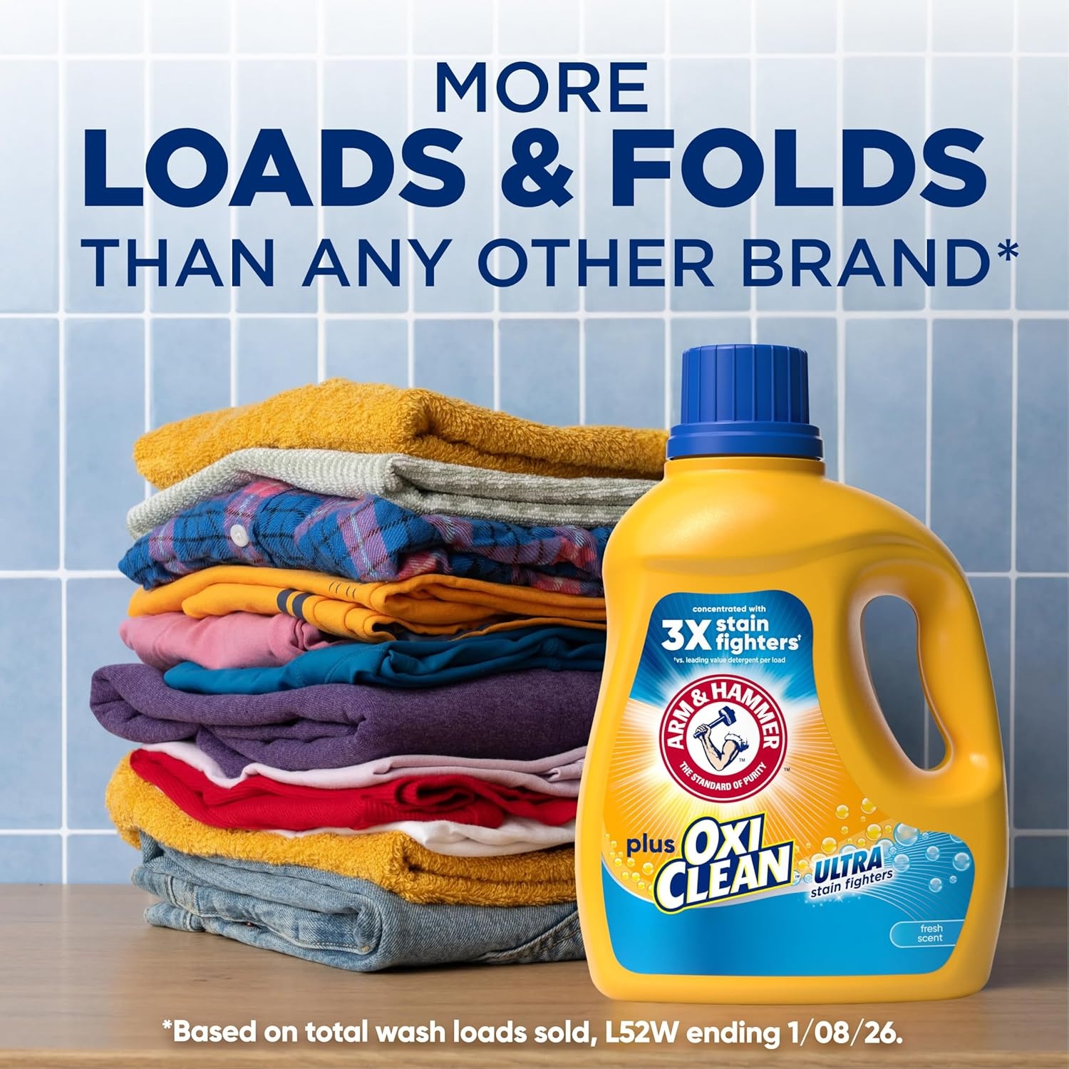 image:imageARM amp HAMMER Plus OxiClean Ultra Stain Fighters Liquid Laundry Detergent Stain Remover for Clothes Fresh Scent 74 Loads 962 Fl OzFresh Scent
