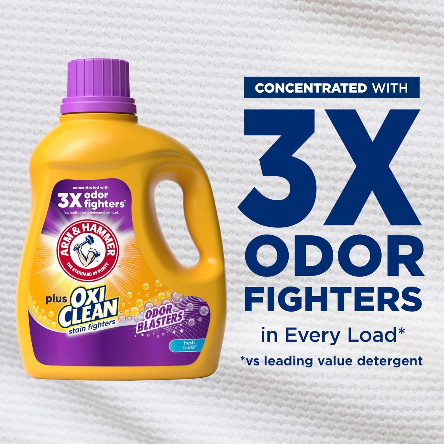 image:imageARM amp HAMMER Plus OxiClean with Odor Blasters Liquid Laundry Detergent Laundry Odor Remover Attacks Stains Fresh Burst Scent 74 Loads 962 Fl Oz