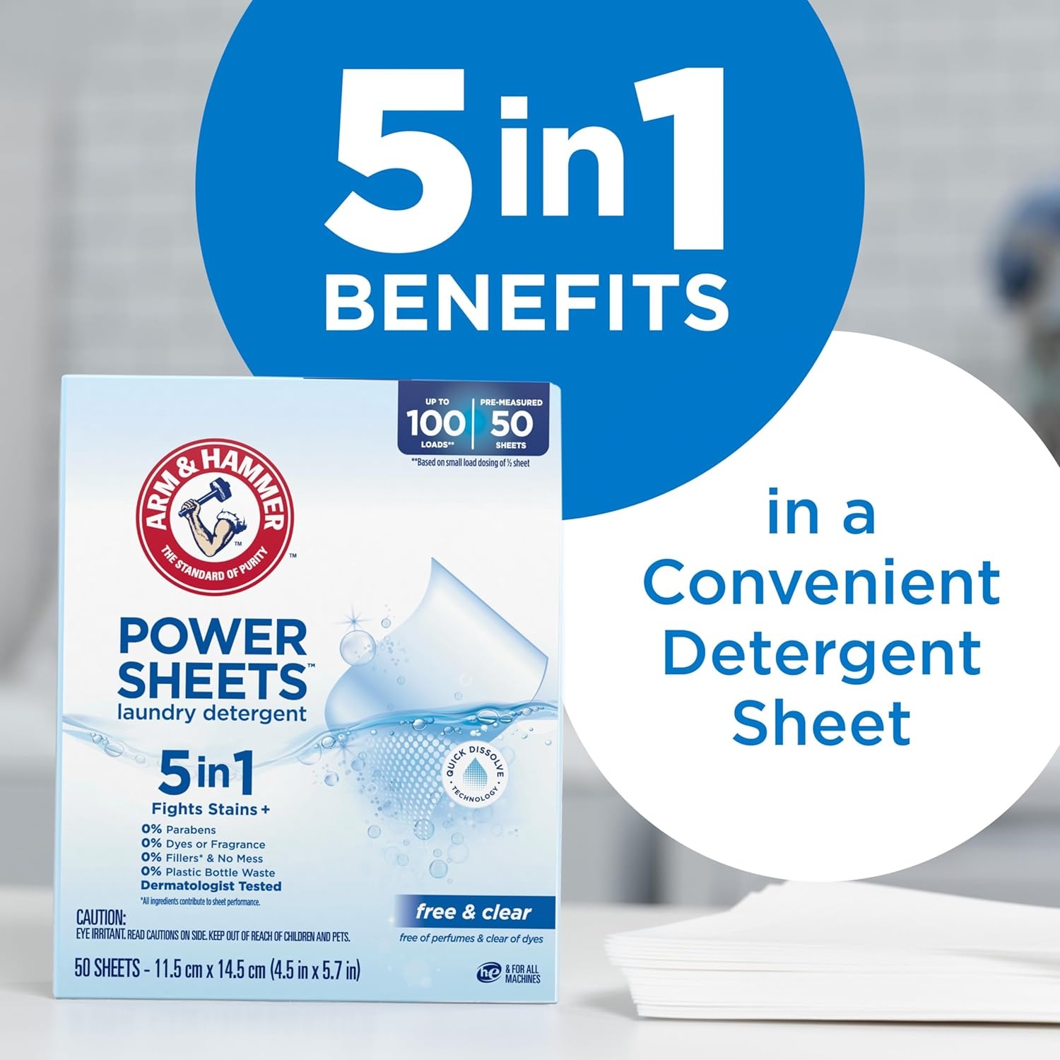 image:imageARM amp HAMMER Power Sheets Laundry Detergent Fresh Breeze Scent No Mess Lightweight and TravelFriendly 35 Count Up to 70 Small LoadsFragrance Free