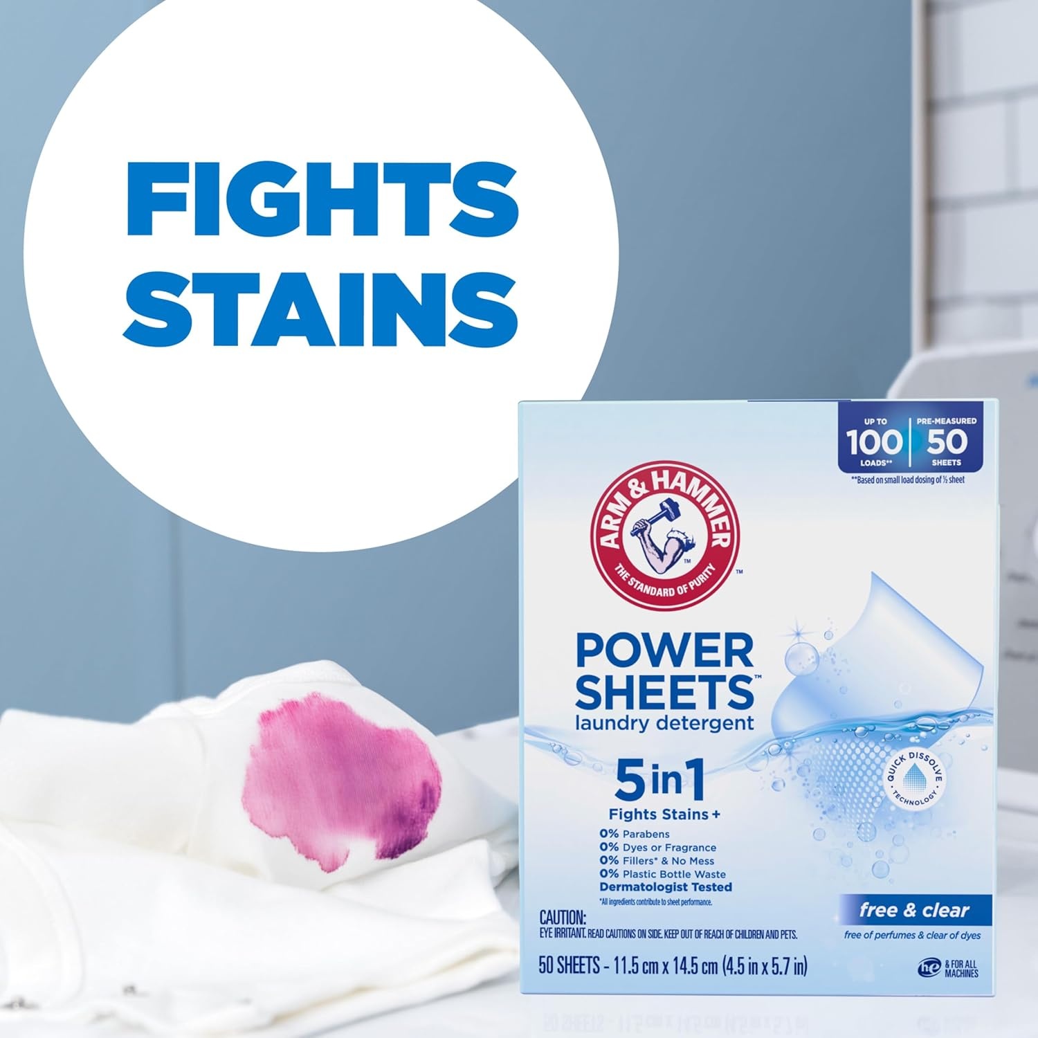 image:imageARM amp HAMMER Power Sheets Laundry Detergent Fresh Breeze Scent No Mess Lightweight and TravelFriendly 35 Count Up to 70 Small LoadsFragrance Free