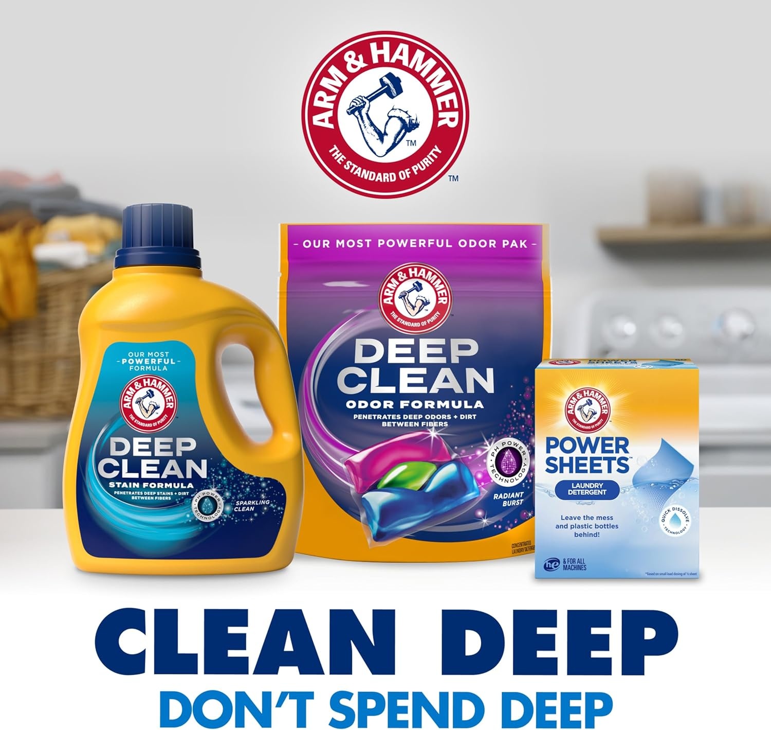 image:imageARM amp HAMMER Power Sheets Laundry Detergent Fresh Breeze Scent No Mess Lightweight and TravelFriendly 35 Count Up to 70 Small LoadsFragrance Free