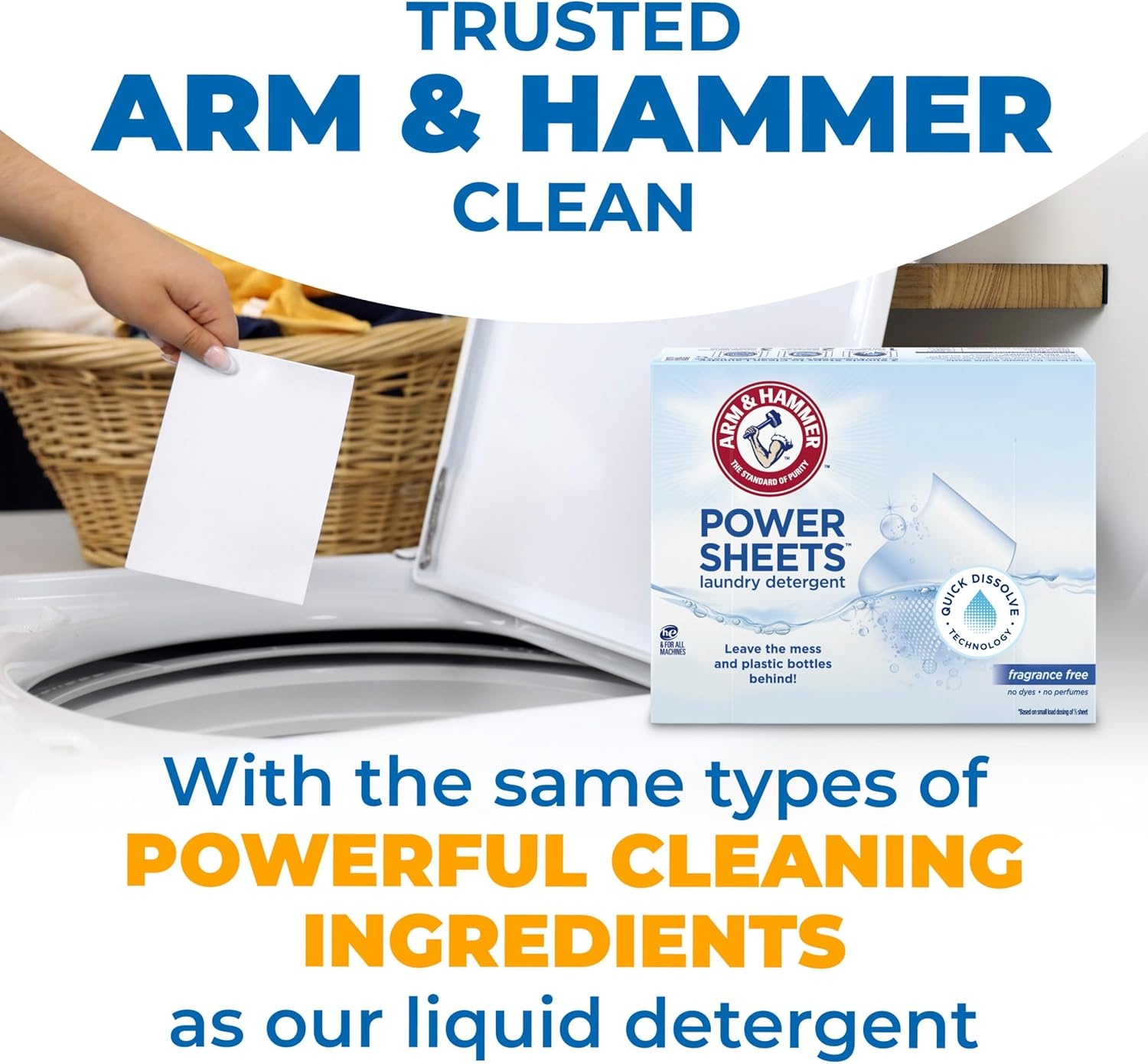 image:imageARM amp HAMMER Power Sheets Laundry Detergent Fresh Breeze Scent No Mess Lightweight and TravelFriendly 35 Count Up to 70 Small LoadsFragrance Free