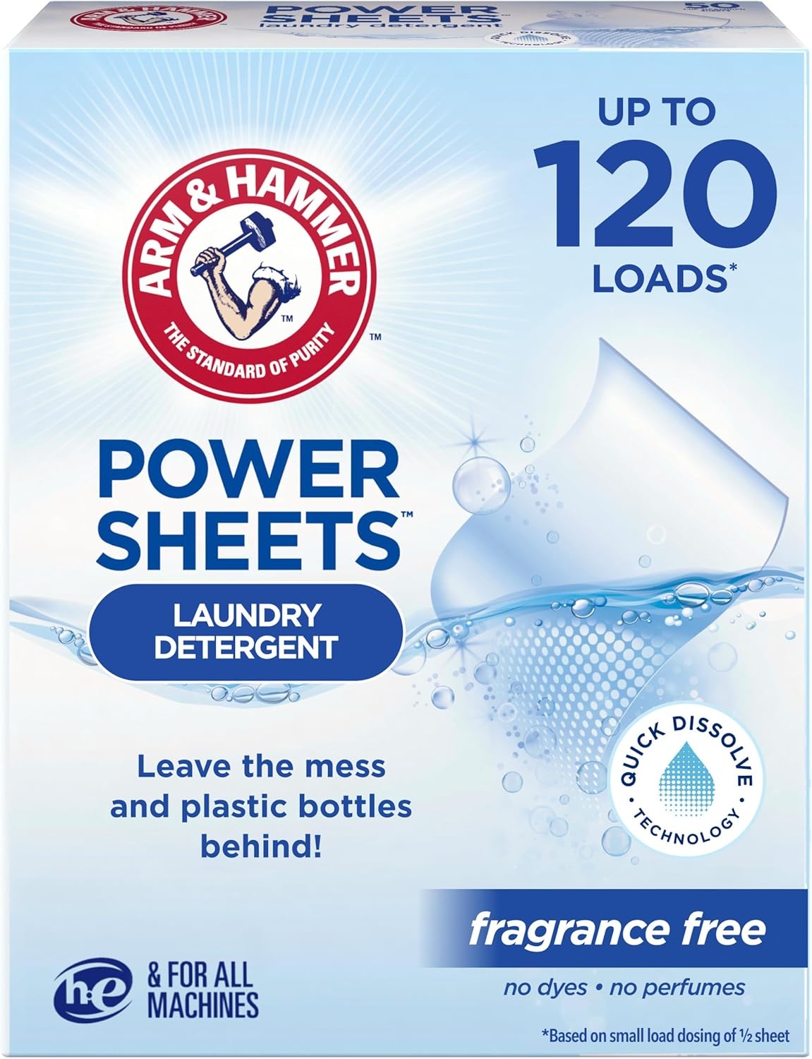 image:imageARM amp HAMMER Power Sheets Laundry Detergent Fresh Breeze Scent No Mess Lightweight and TravelFriendly 35 Count Up to 70 Small LoadsFragrance Free