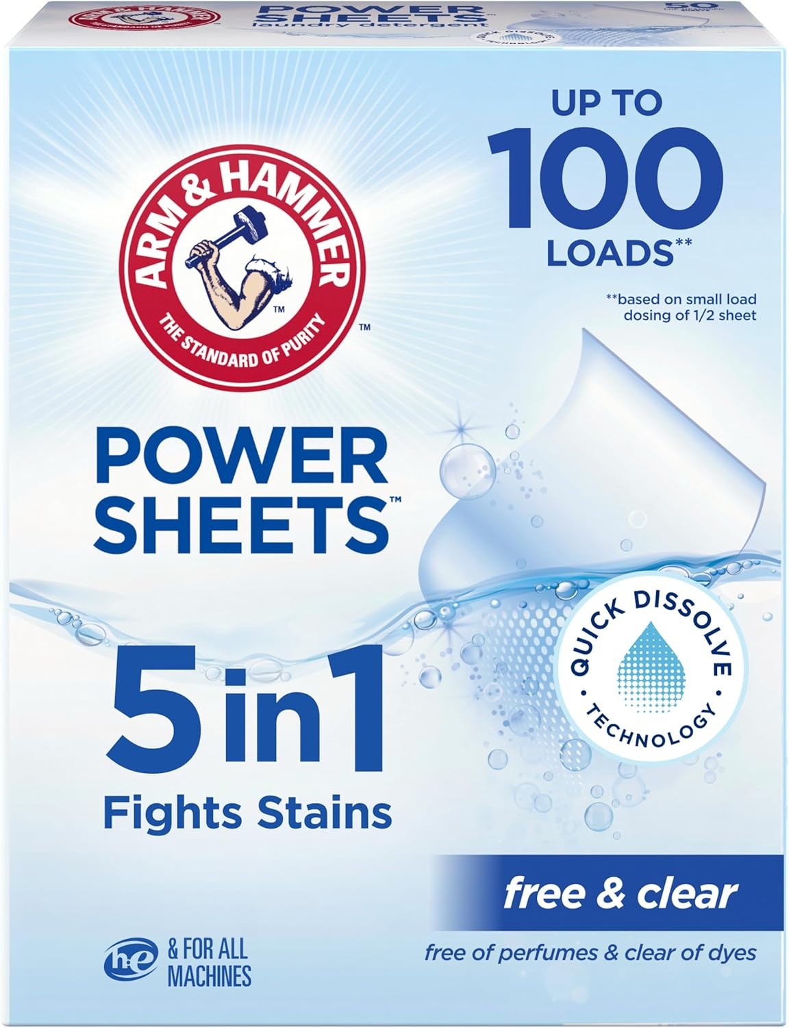image:imageARM amp HAMMER Power Sheets Laundry Detergent Fresh Breeze Scent No Mess Lightweight and TravelFriendly 35 Count Up to 70 Small LoadsFragrance Free