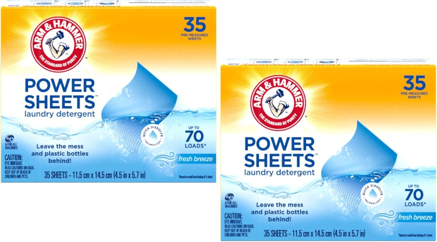 image:imageARM amp HAMMER Power Sheets Laundry Detergent Fresh Breeze Scent No Mess Lightweight and TravelFriendly 35 Count Up to 70 Small LoadsFresh Breeze