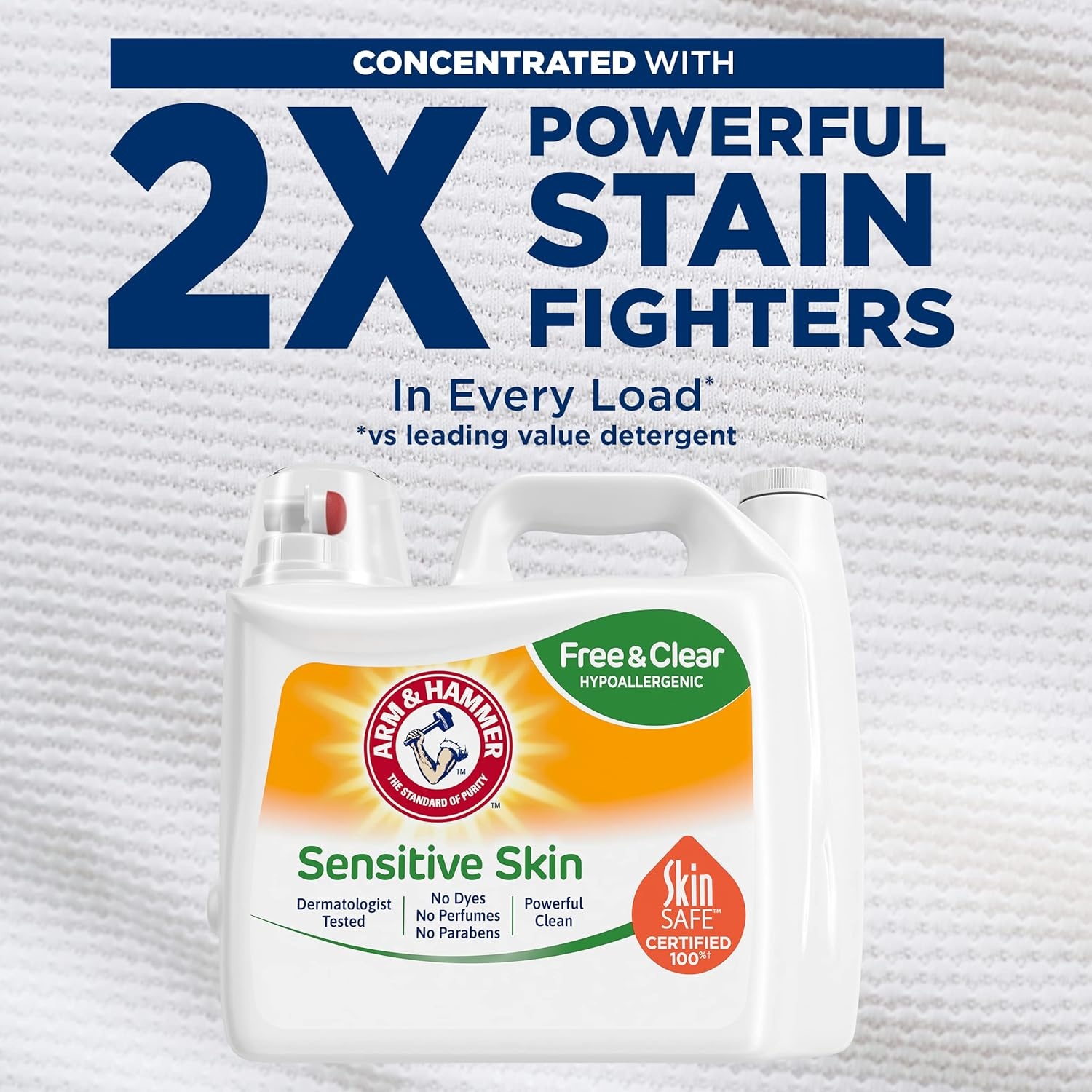 image:imageARM amp HAMMER Sensitive Skin Free amp Clear 140 Loads Liquid Laundry Detergent 140 Fl ozFragrance Free