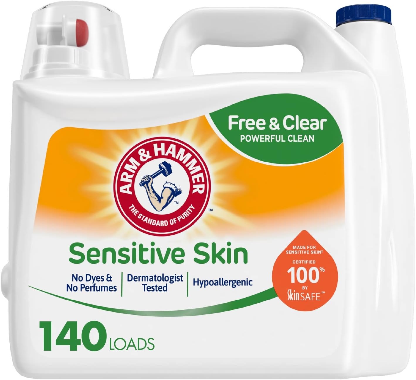 image:imageARM amp HAMMER Sensitive Skin Free amp Clear 140 Loads Liquid Laundry Detergent 140 Fl ozFragrance Free