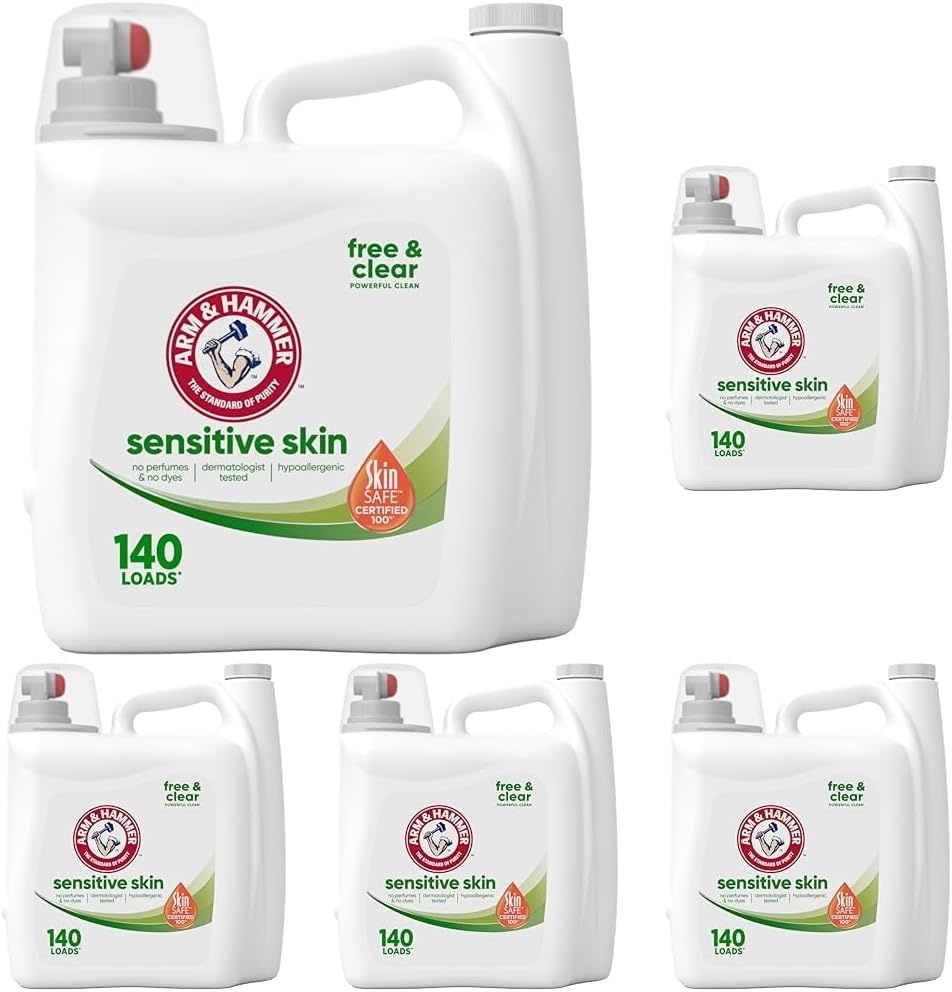 image:imageARM amp HAMMER Sensitive Skin Free amp Clear 140 Loads Liquid Laundry Detergent 140 Fl ozFragrance Free