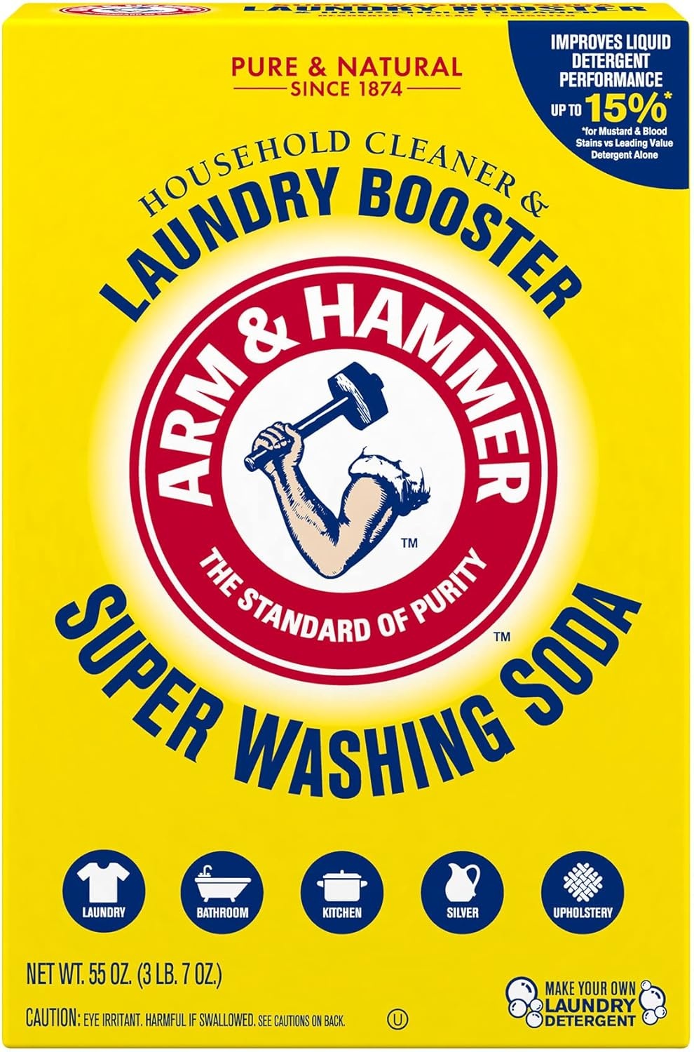 image:imageARM amp HAMMER Super Washing Soda Household Cleaner and Laundry Booster 55 oz BoxMulti