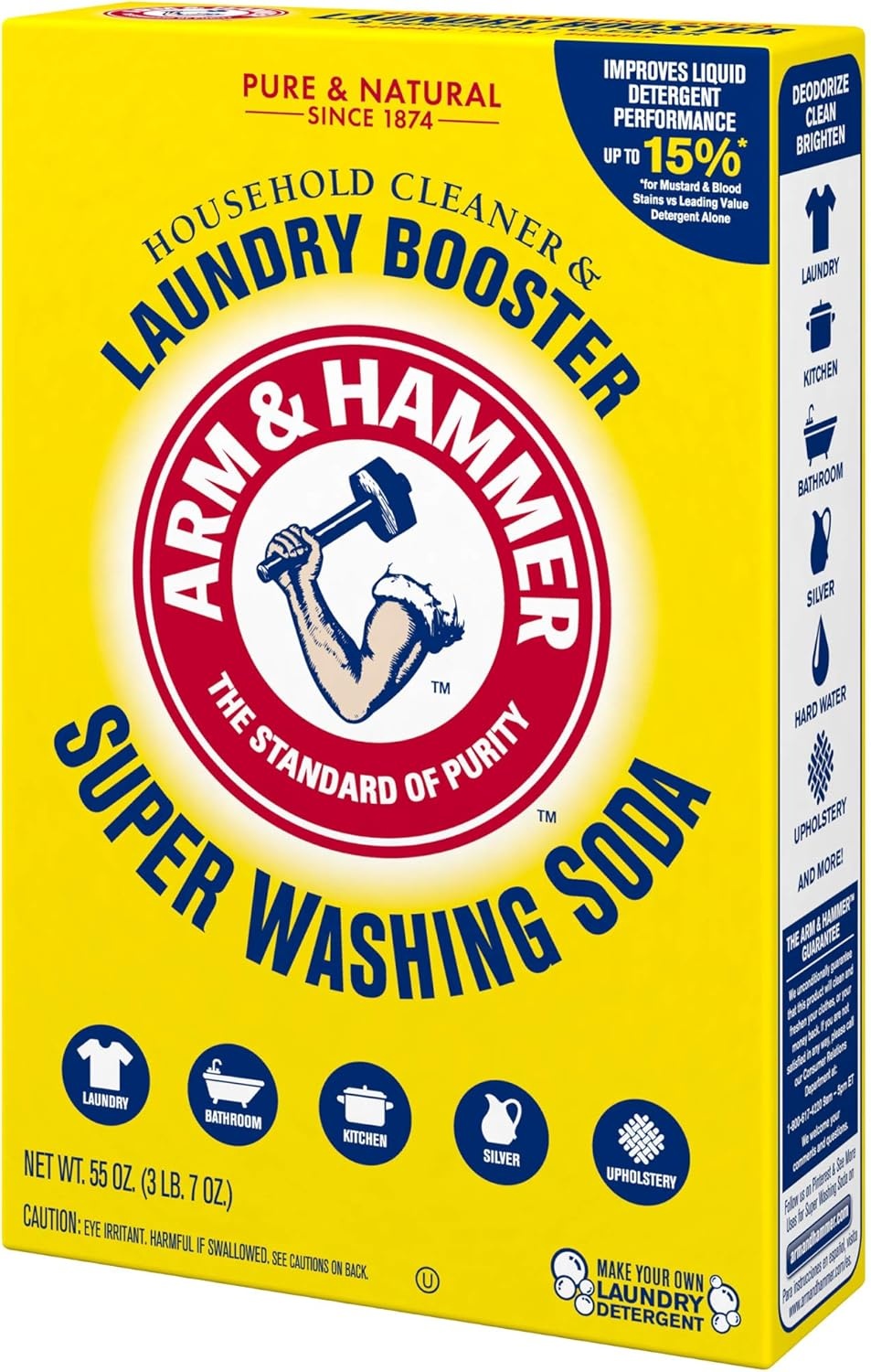 image:imageARM amp HAMMER Super Washing Soda Household Cleaner and Laundry Booster 55 oz BoxMulti