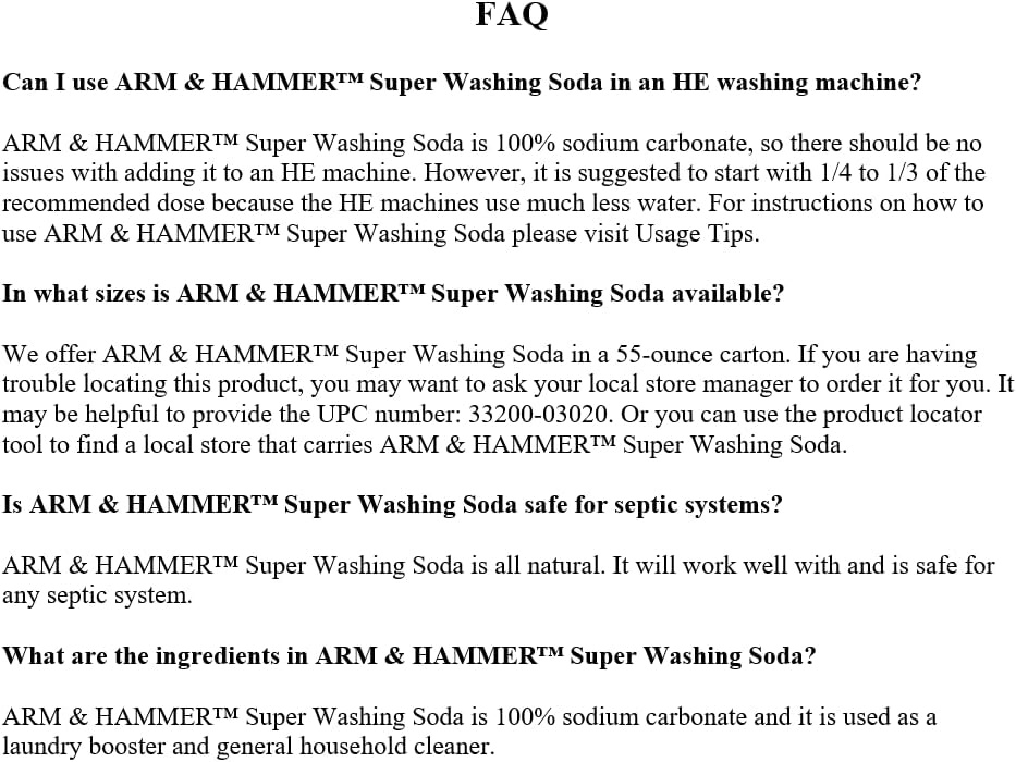 image:imageARM amp HAMMER Super Washing Soda Household Cleaner and Laundry Booster 55 oz BoxMulti