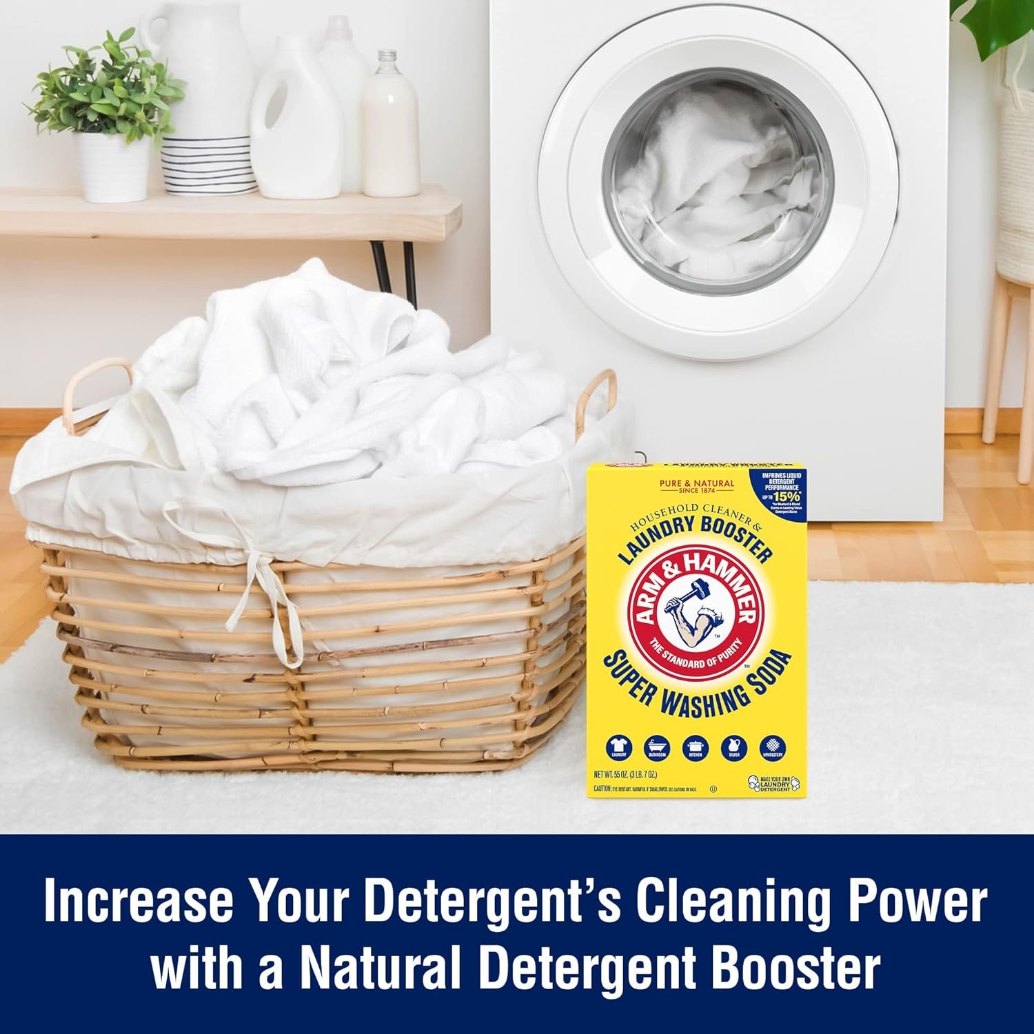 image:imageARM amp HAMMER Super Washing Soda Household Cleaner and Laundry Booster 55 oz BoxMulti