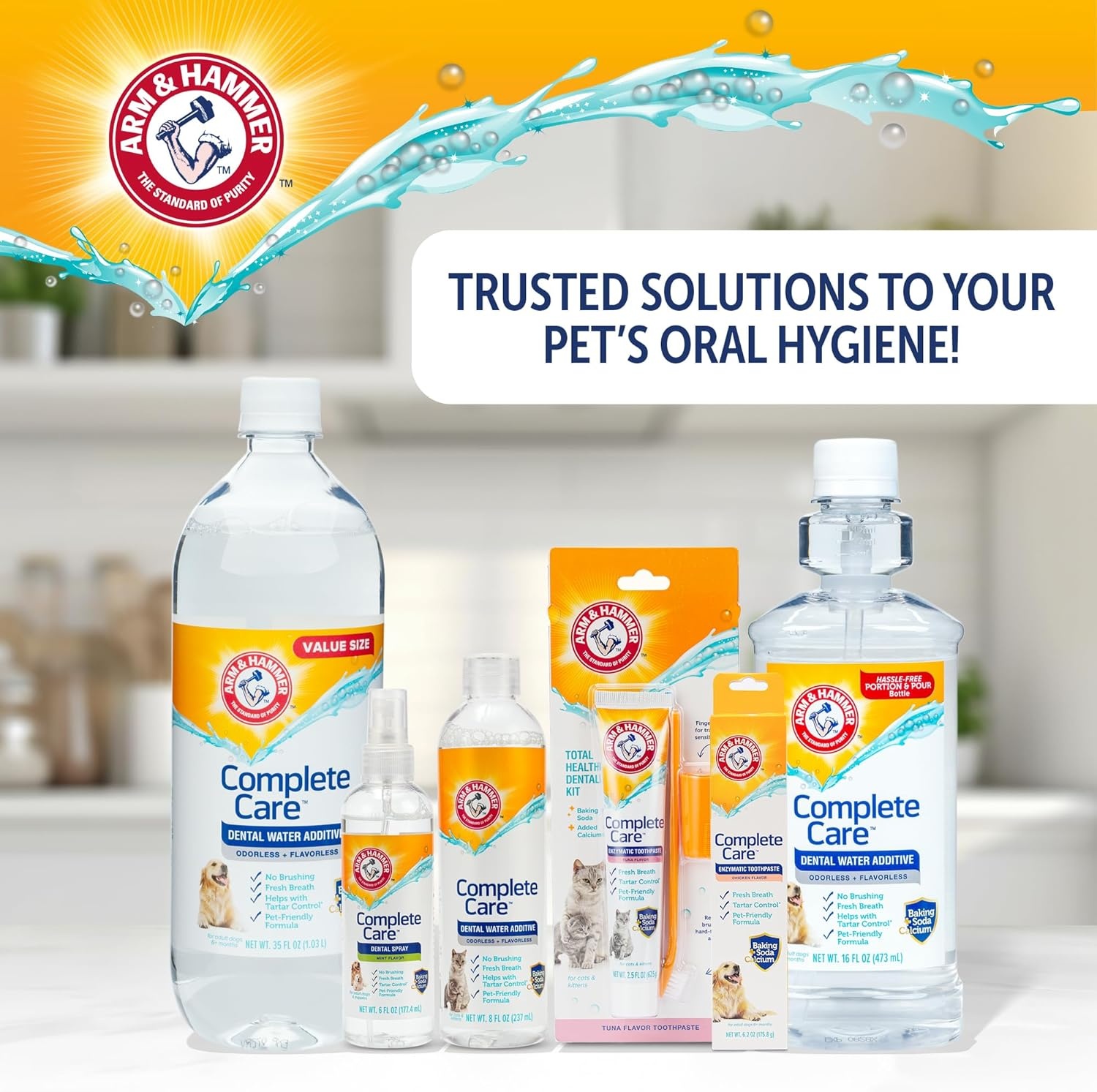 image:imageArm amp Hammer Complete Care Dog Dental Kit Enzymatic Toothpaste 25 OZ Chicken Flavor Toothbrush Finger Brush Tartar Baking Soda FormulaDog Chicken