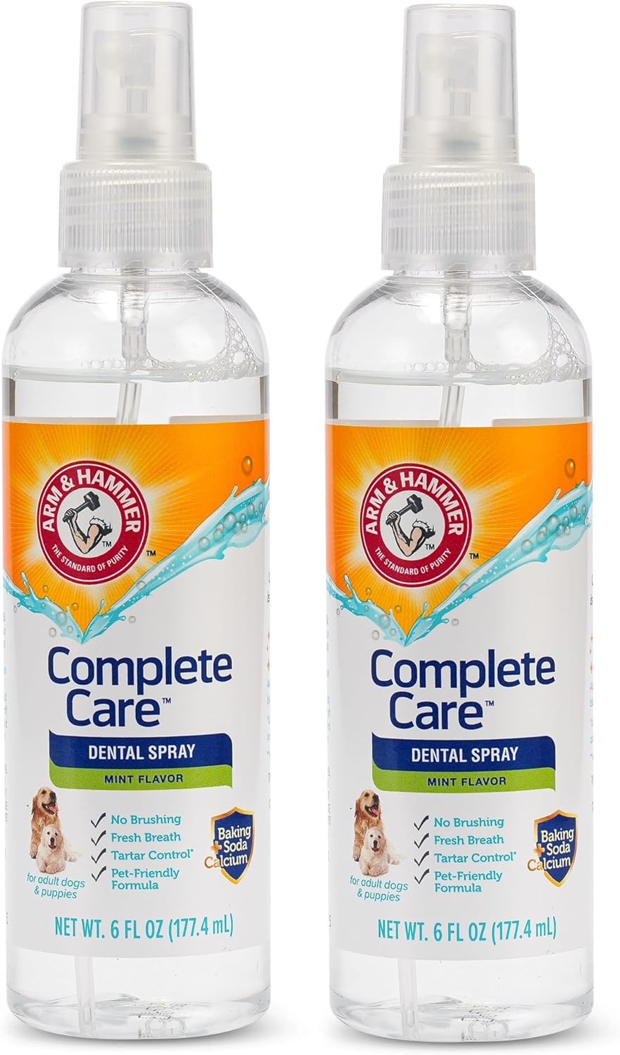 image:imageArm amp Hammer Complete Care Dog Dental Spray Mint Flavor Brushless Dog Breath Freshener with Baking Soda and Calcium for Tooth Enamel Support FluorideFree 6 Fl OzClear