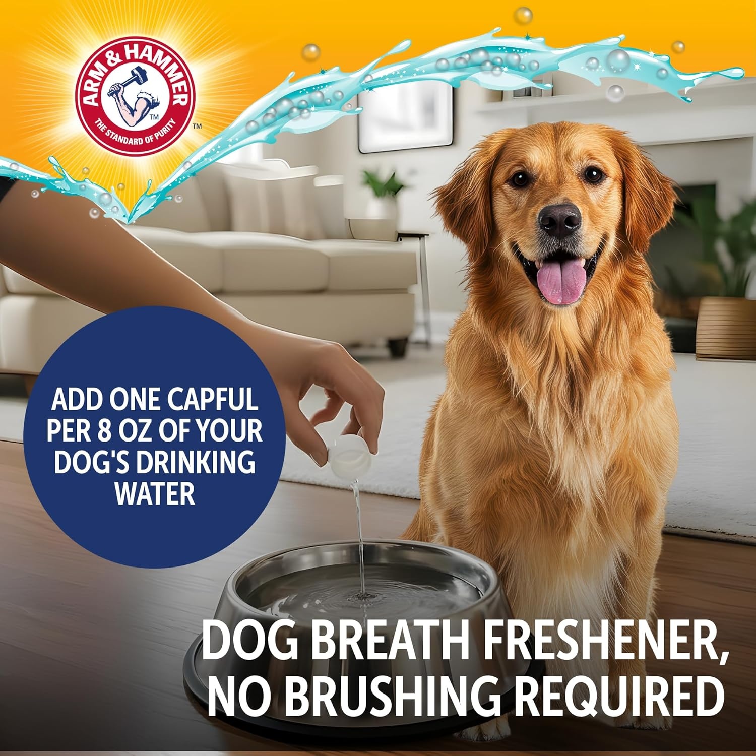 image:imageArm amp Hammer Complete Care Dog Dental Water Additive Odorless Flavorless Daily Oral Care Solution with Baking Soda and Calcium for Plaque Tartar and Fresh Breath 16 Fl OzDental Rinse