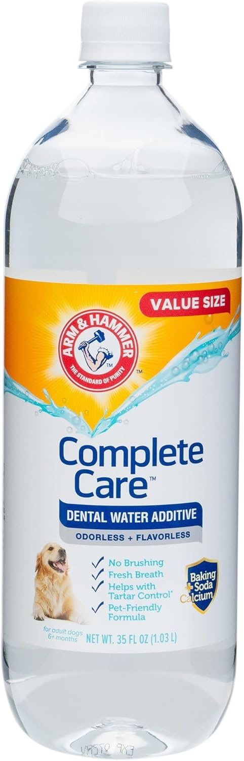 image:imageArm amp Hammer Complete Care Dog Dental Water Additive Odorless Flavorless Daily Oral Care Solution with Baking Soda and Calcium for Plaque Tartar and Fresh Breath 16 Fl OzDental Rinse