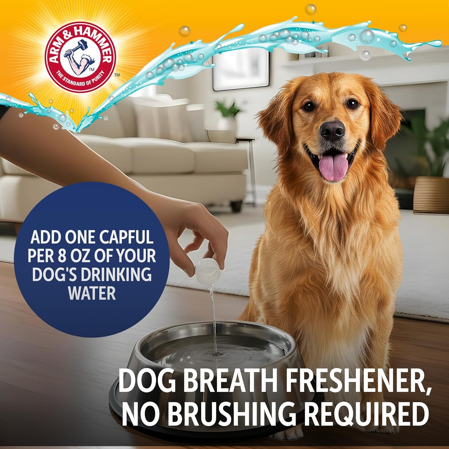 image:imageArm amp Hammer Complete Care Dog Dental Water Additive Odorless Flavorless Daily Oral Care Solution with Baking Soda and Calcium for Plaque Tartar and Fresh Breath 16 Fl OzDental Rinse w Self Measure