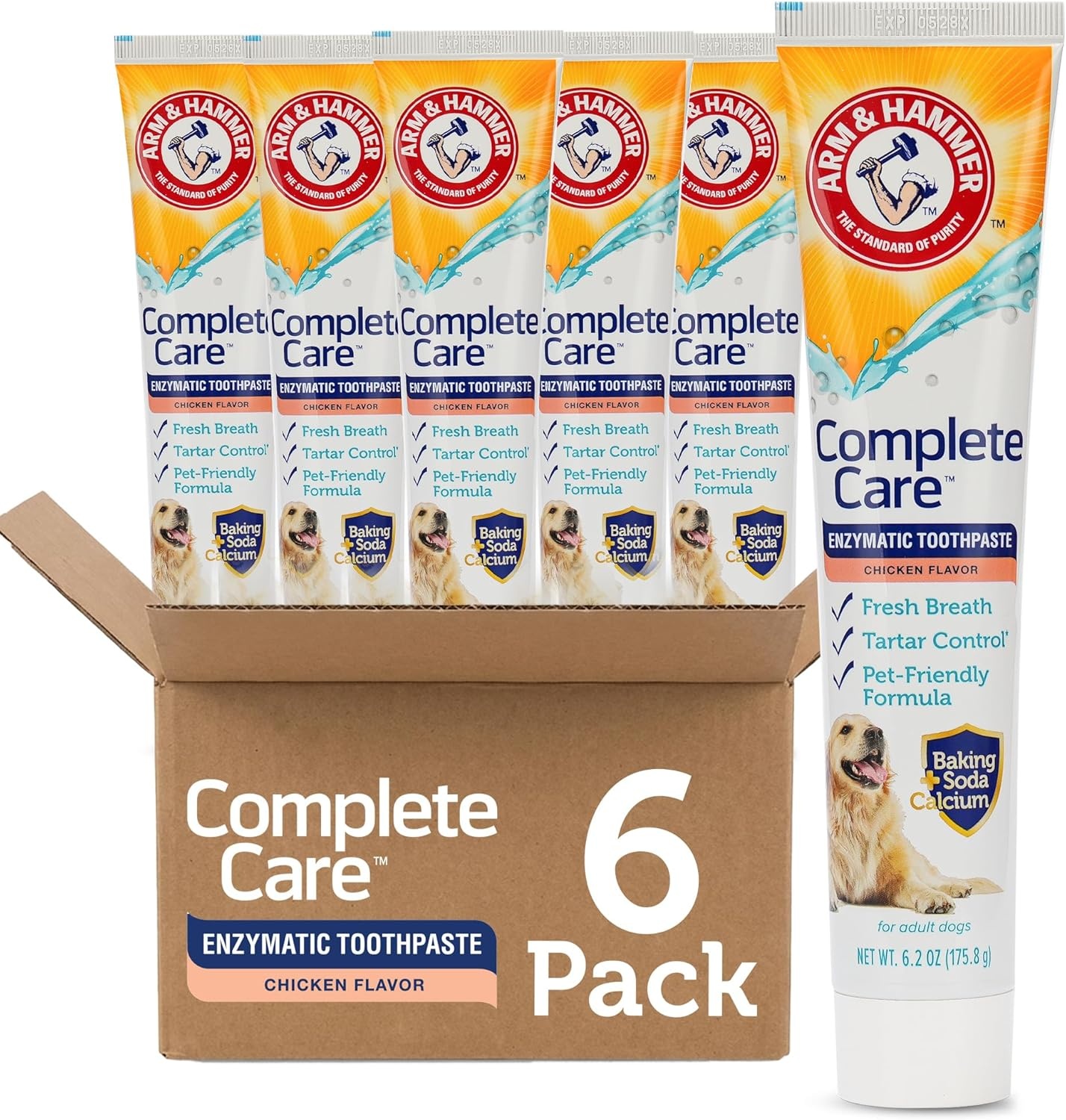 image:imageArm amp Hammer Complete Care Enzymatic Dog Toothpaste with Baking Soda and Calcium FluorideFree Chicken Flavor for Plaque Tartar and Fresh Breath 62 Oz Value SizeChicken