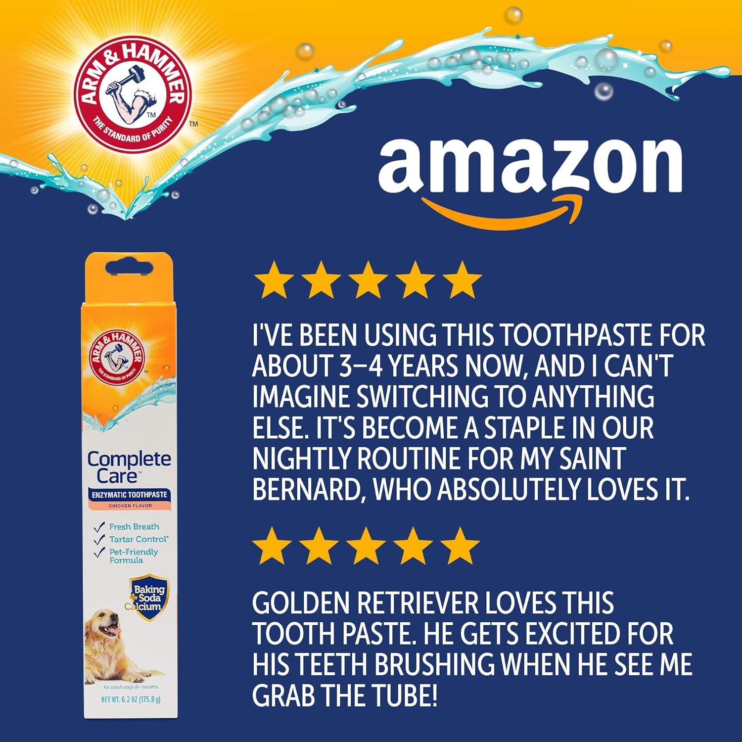 image:imageArm amp Hammer Complete Care Enzymatic Dog Toothpaste with Baking Soda and Calcium FluorideFree Chicken Flavor for Plaque Tartar and Fresh Breath 62 Oz Value SizeChicken