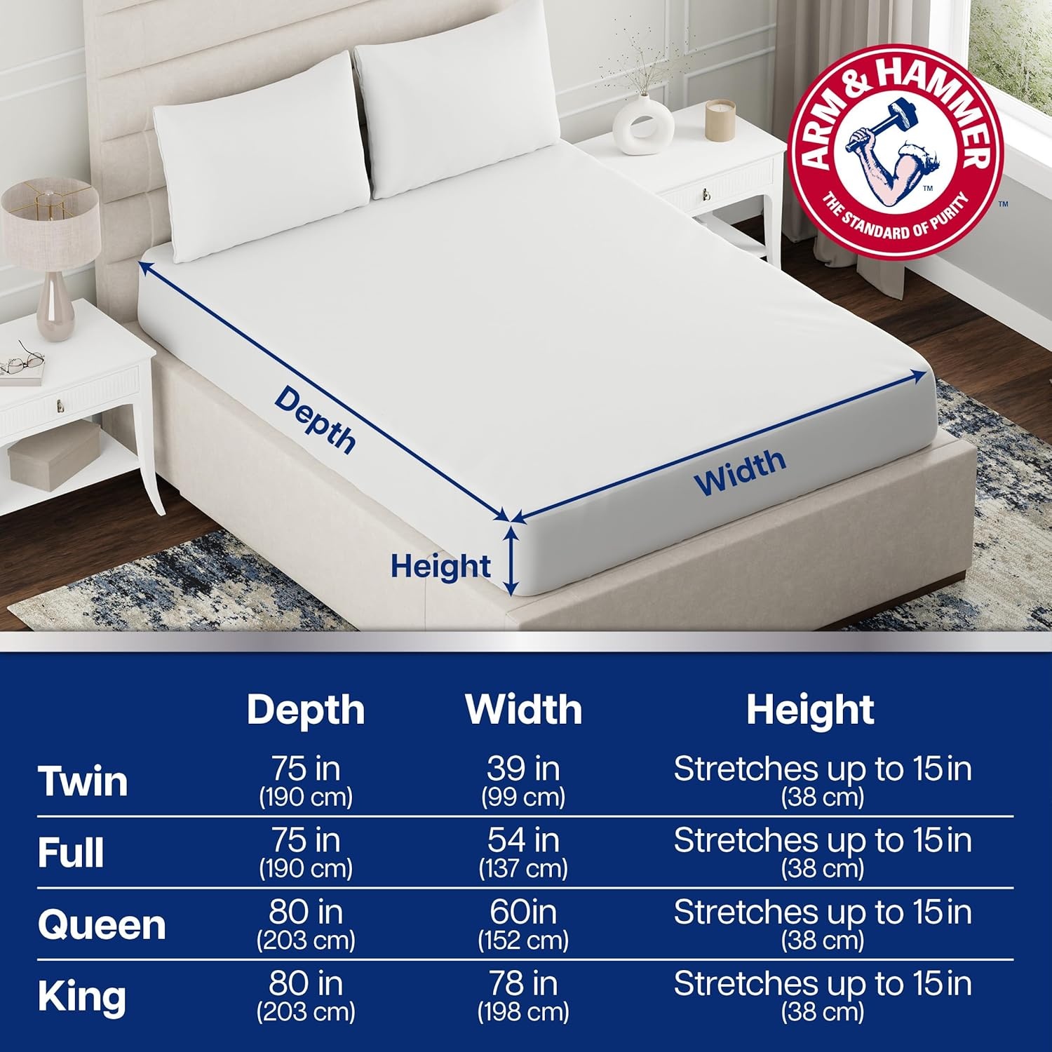 image:imageArm amp Hammer Cooling Comfort Fitted Mattress Protector TwinFull