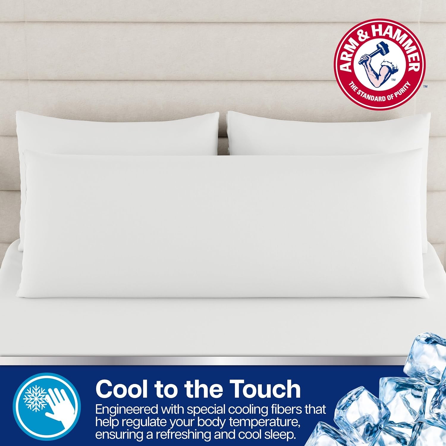 image:imageArm amp Hammer Cooling Comfort Zippered Pillow Protector 2Pack StandardQueenBody Pillow