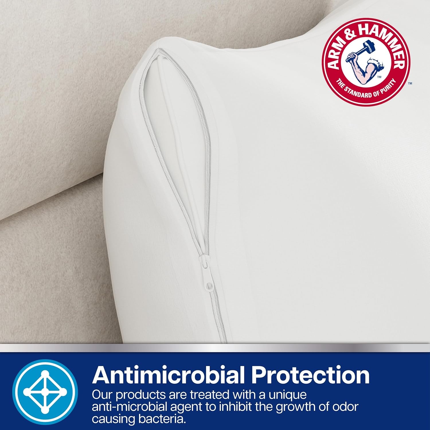 image:imageArm amp Hammer Cooling Comfort Zippered Pillow Protector 2Pack StandardQueenKing