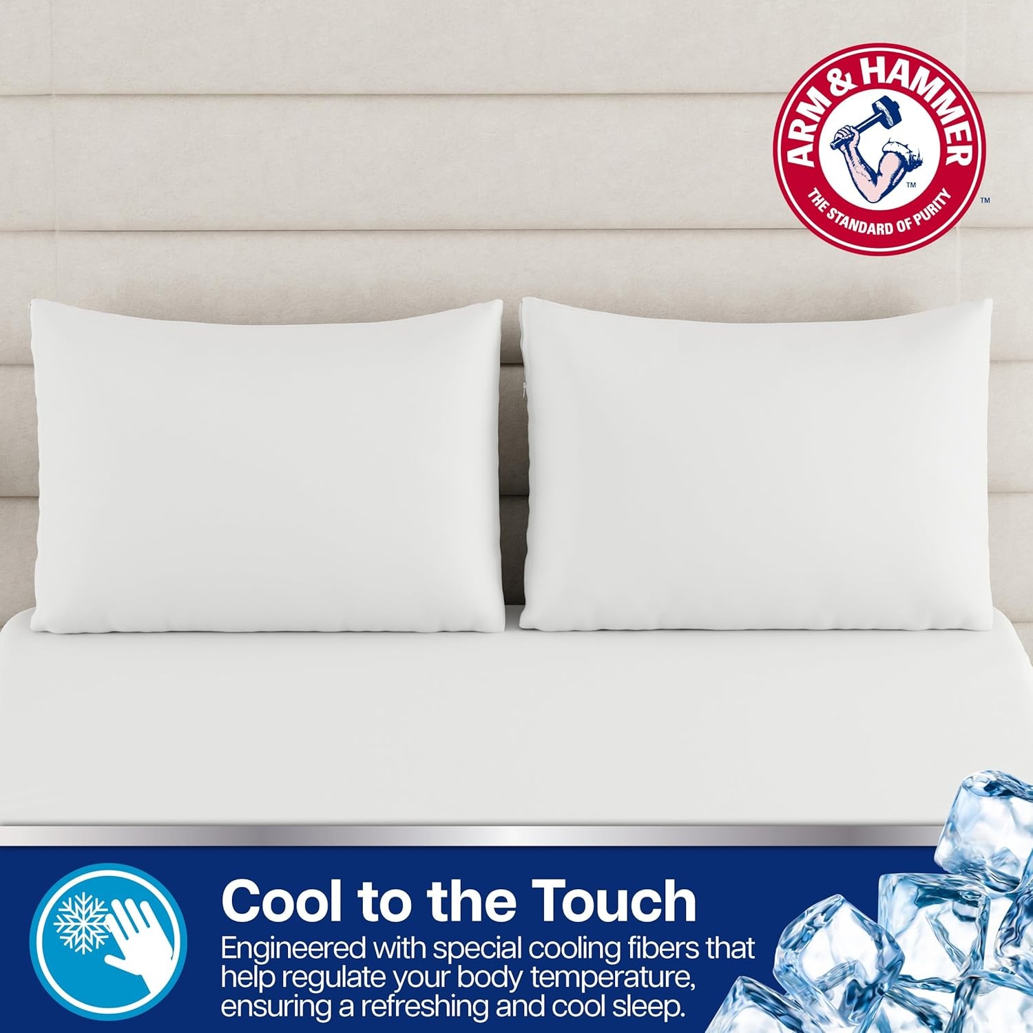 image:imageArm amp Hammer Cooling Comfort Zippered Pillow Protector 2Pack StandardQueenStandardQueen