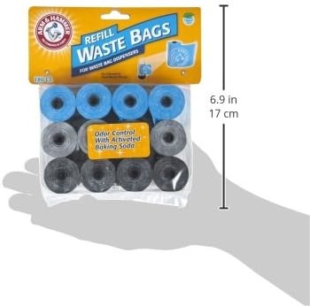 image:imageArm amp Hammer Durable Disposable Dog And Cat Waste Bags With Activated Baking Soda 180 Dog Poop Bags 9 x 14 Inches BlueAssorted