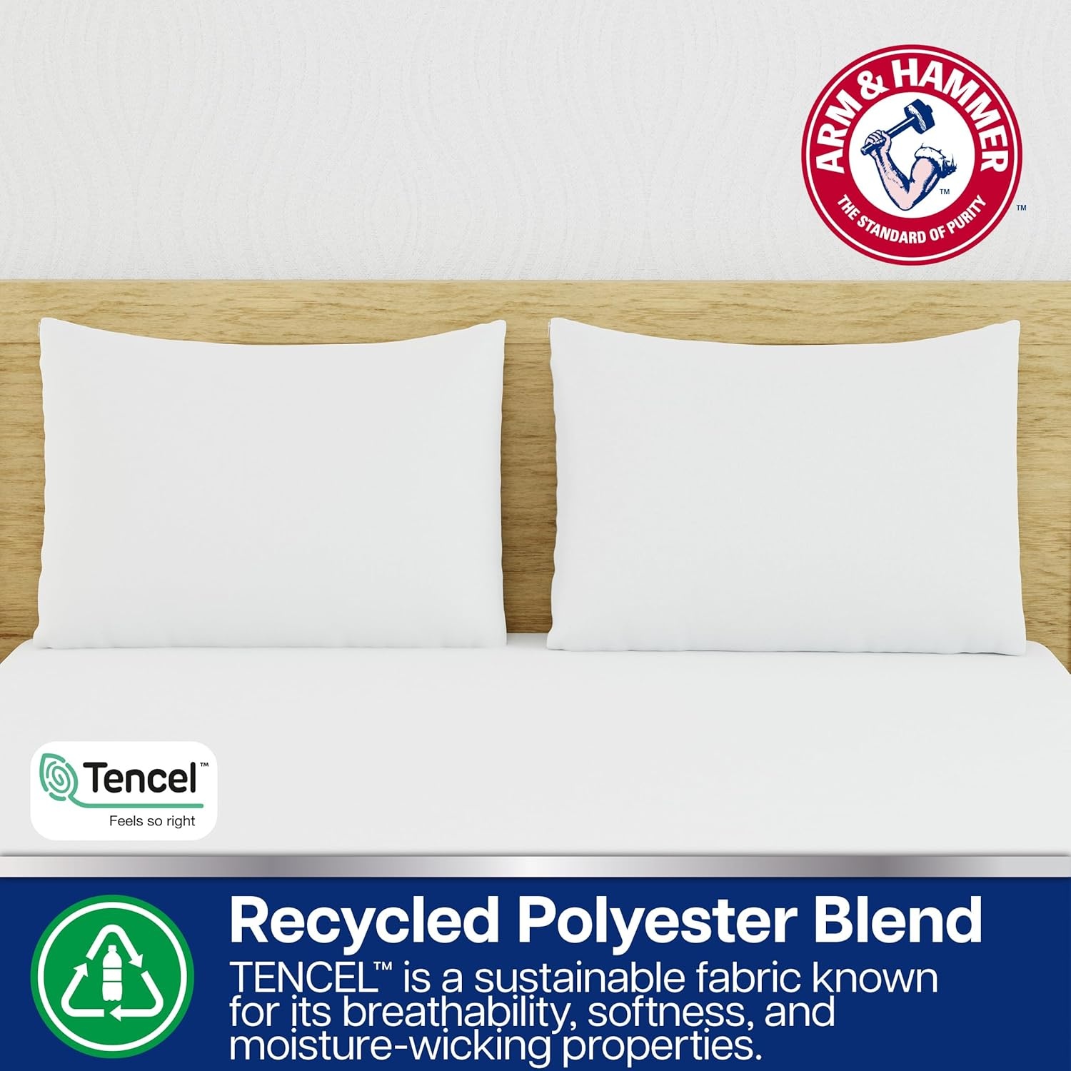 image:imageArm amp Hammer Eco Performance Zippered Pillow Protector with Tencel 2Pack KingKing