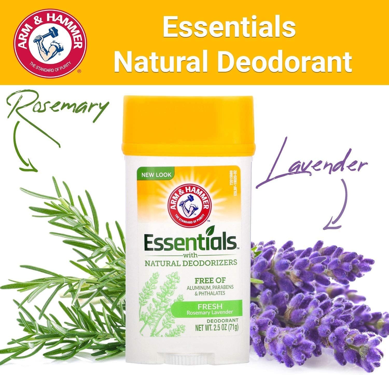image:imageArm amp Hammer Essentials Deodorant Fresh 25 oz Pack of 2Rosemary Lavender