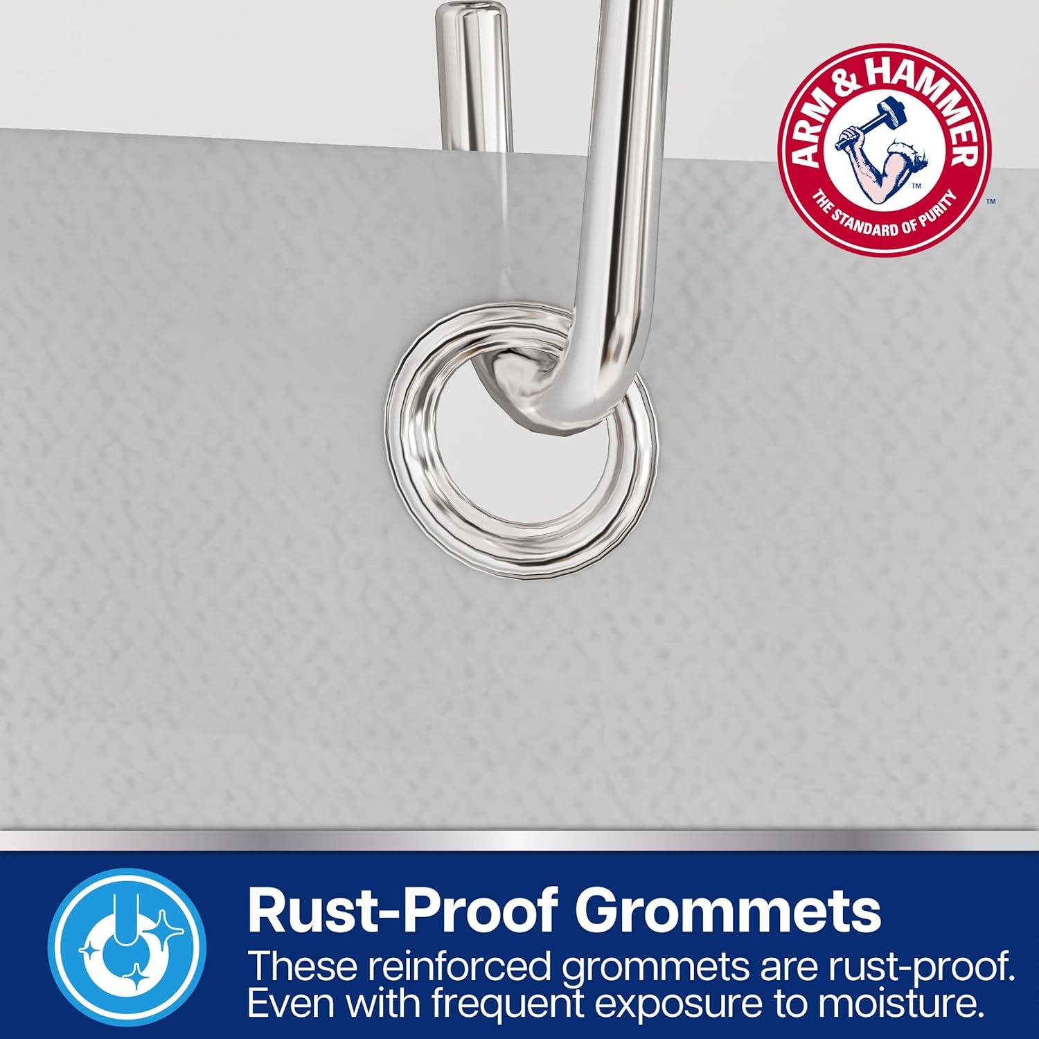 image:imageArm amp Hammer Fabric Shower Curtain with Waterproof Back 70 x 72 GreyGrey
