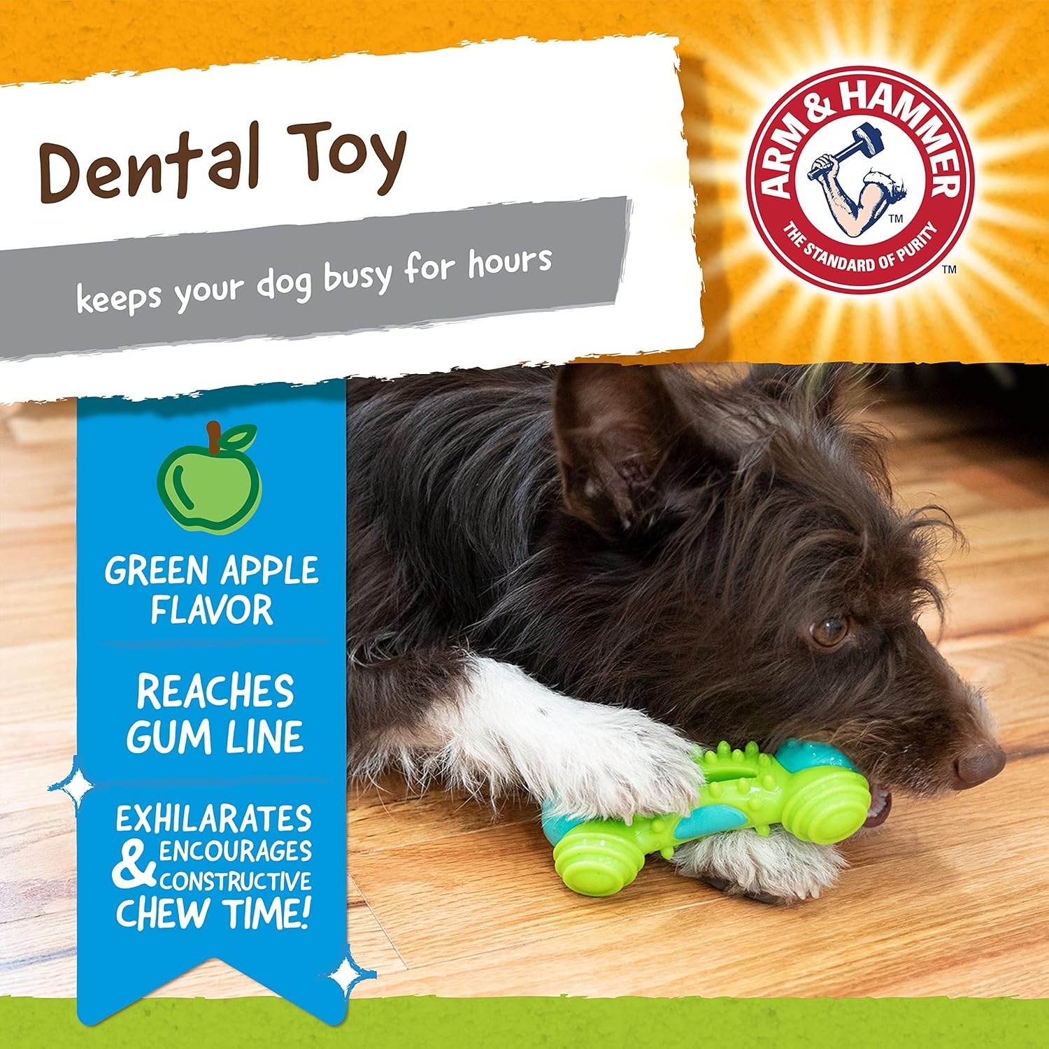 image:imageArm amp Hammer Nubbies Duality Bone Dog Dental Chew Toy Green Apple Flavor Baking Soda Infused Nubby Grooves Reduce Plaque and Tartar No Stuffing for Moderate ChewersBlue Green