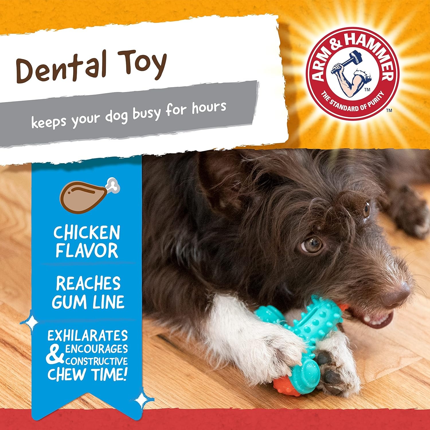 image:imageArm amp Hammer Nubbies Duality Bone Dog Dental Chew Toy Green Apple Flavor Baking Soda Infused Nubby Grooves Reduce Plaque and Tartar No Stuffing for Moderate ChewersBlue Red